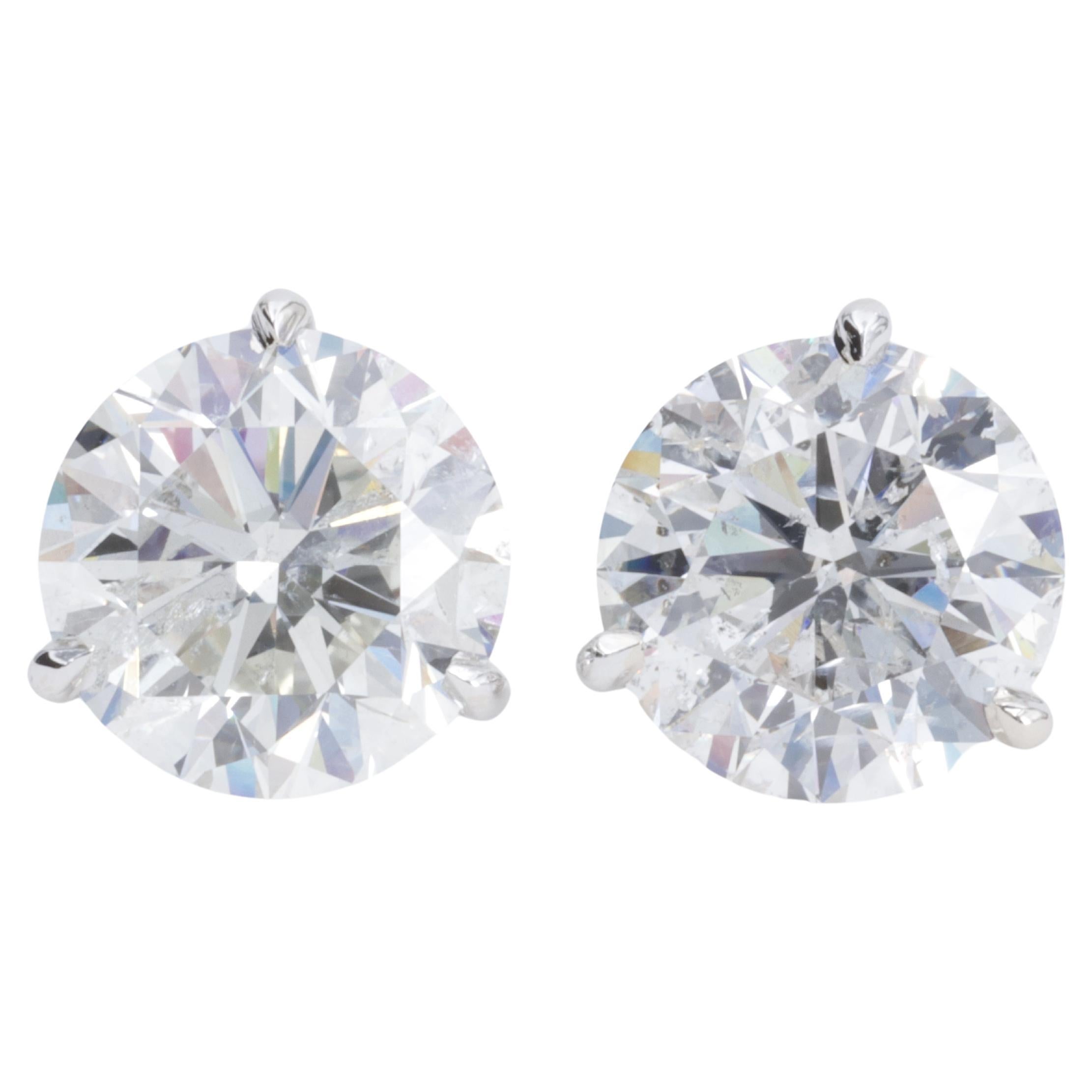 7.50 Carat GIA Natural Diamond Stud Earrings in White Gold 4 Prong Settings For Sale