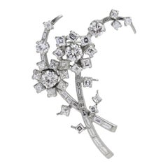 Vintage 7.50 Carat Mixed Cut Diamond Spray Pin Brooch