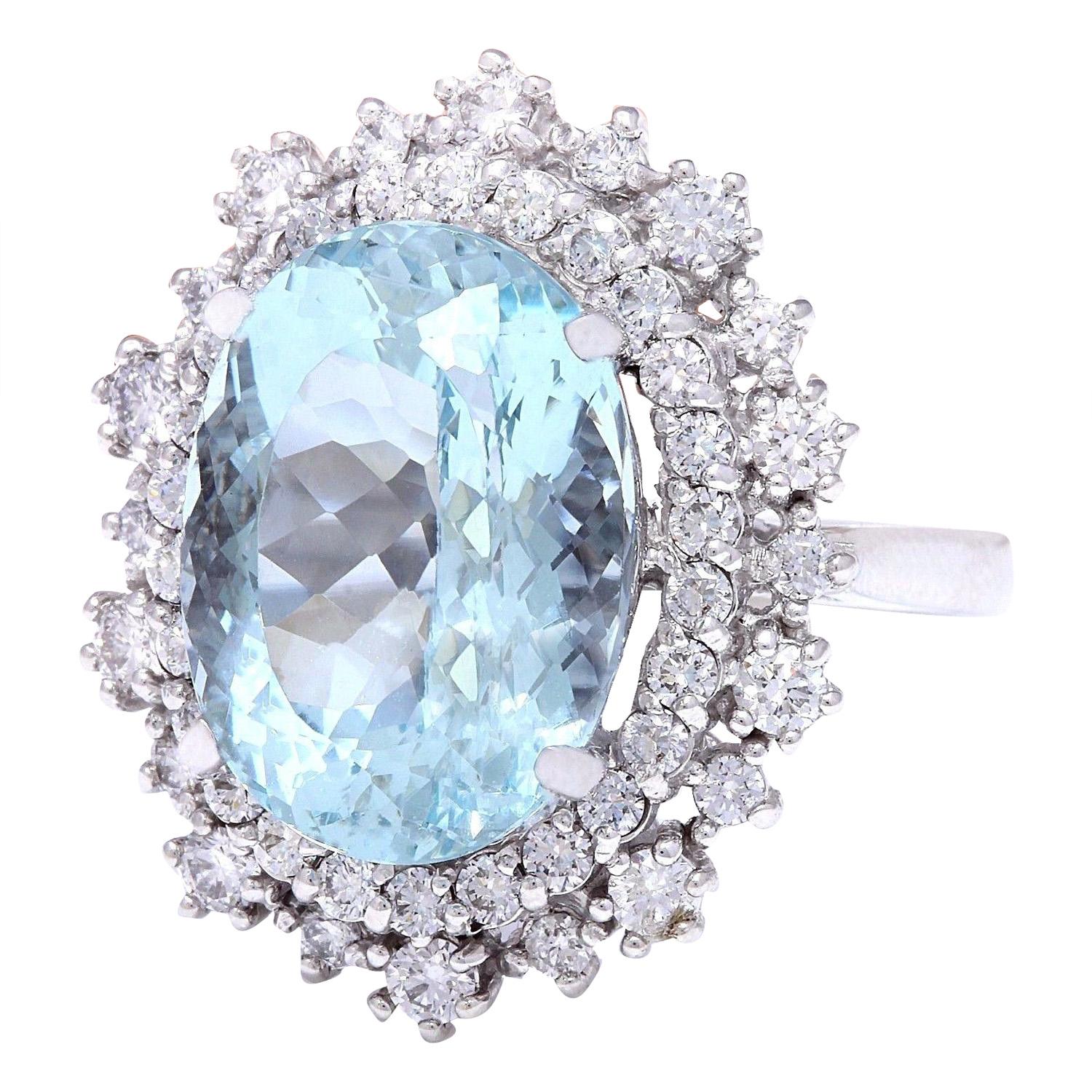 7.50 Carat Natural Aquamarine 14K Solid White Gold Diamond Ring
 Item Type: Ring
 Item Style: Cocktail
 Material: 14K White Gold
 Mainstone: Aquamarine
 Stone Color: Blue
 Stone Weight: 6.50 Carat
 Stone Shape: Oval
 Stone Quantity: 1
 Stone