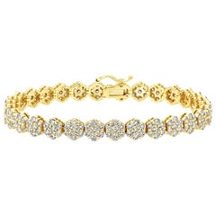 Bracciale con fiori di diamanti naturali da 7,50 carati G SI in oro bianco 14K