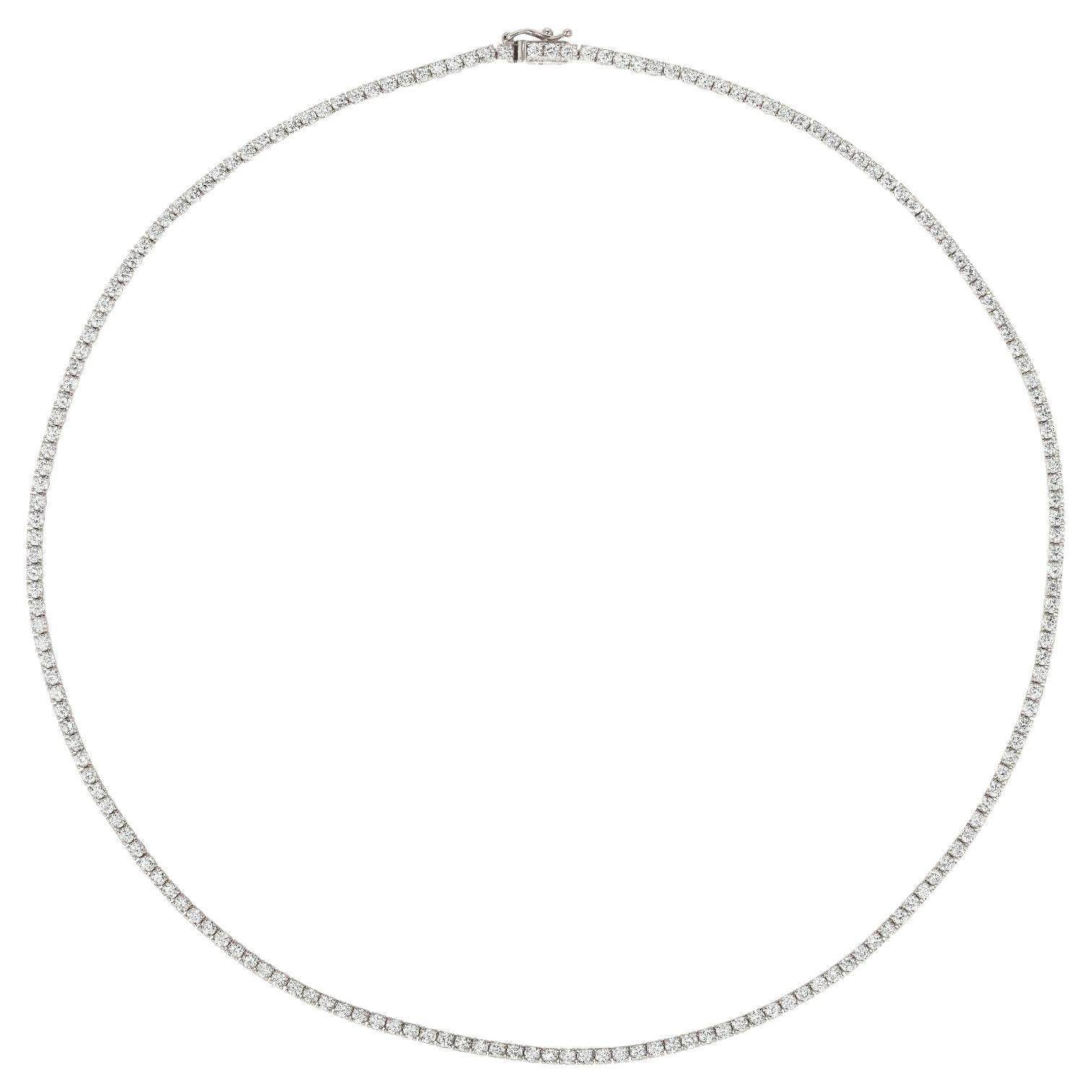 8.00 Carat Natural Diamond Tennis Necklace G SI 14K White Gold For Sale
