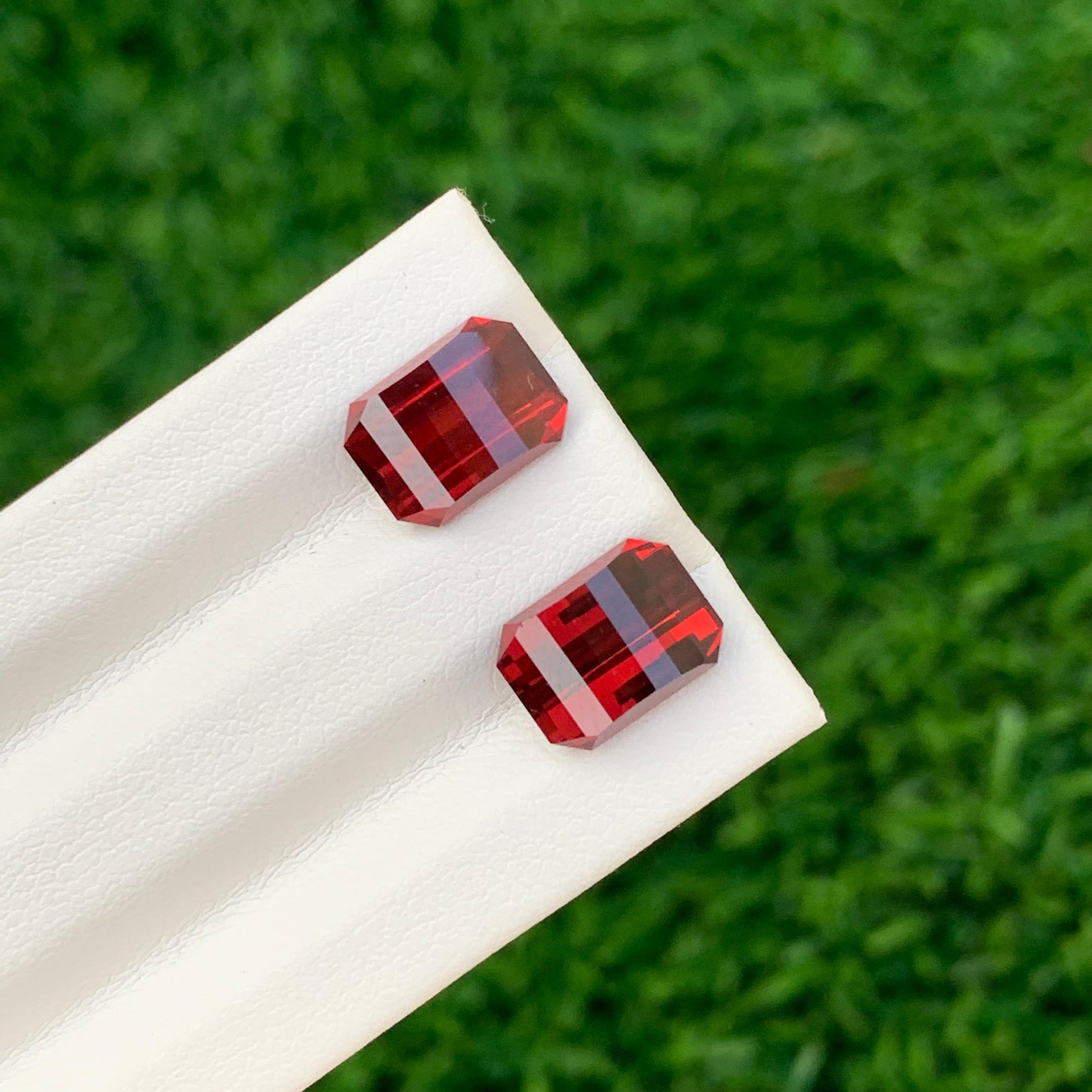 Arts and Crafts Paire de grenats rhodolite facettés naturels de 7,50 carats, pierre précieuse taille pixel pour boucles d'oreilles en vente