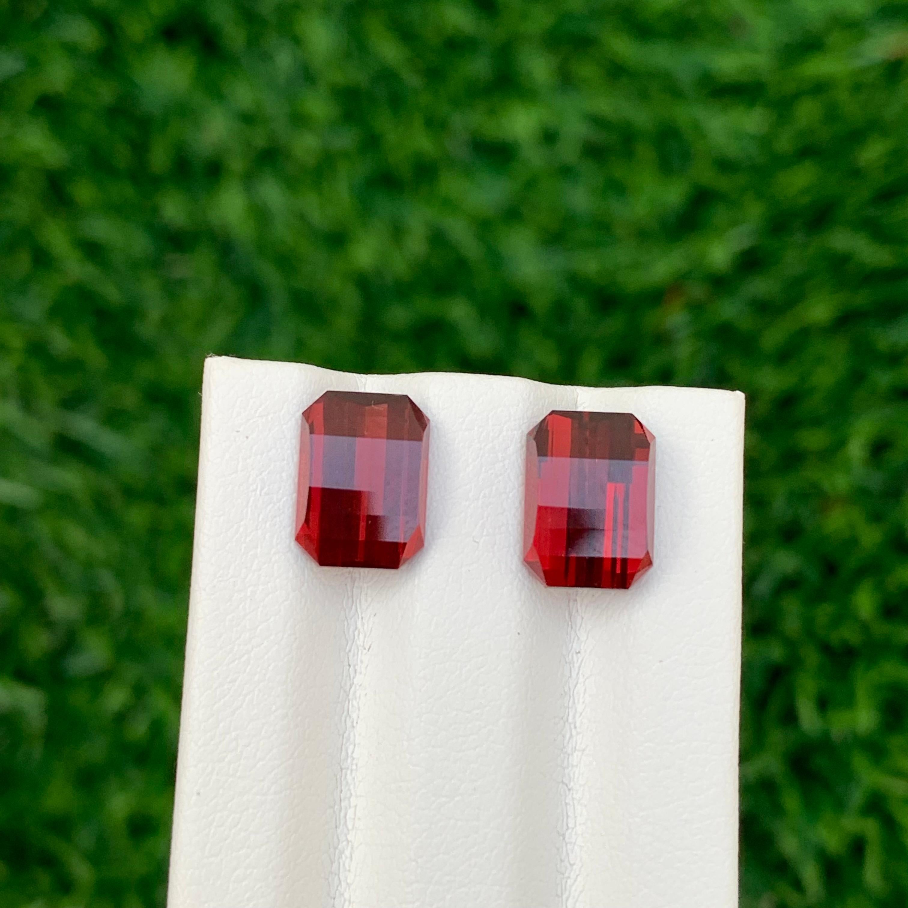 Paire de grenats rhodolite facettés naturels de 7,50 carats, pierre précieuse taille pixel pour boucles d'oreilles Unisexe en vente
