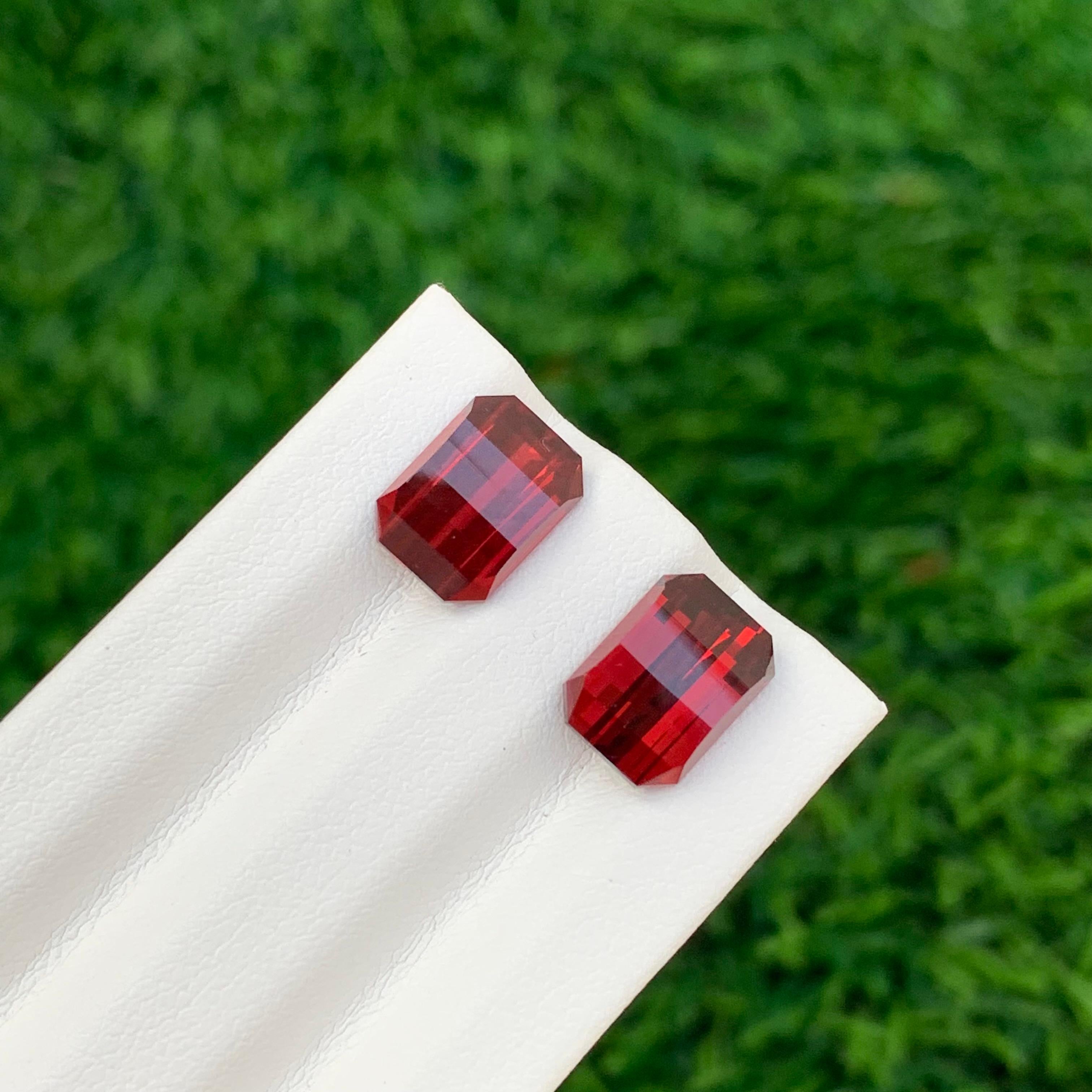 Paire de grenats rhodolite facettés naturels de 7,50 carats, pierre précieuse taille pixel pour boucles d'oreilles en vente 2