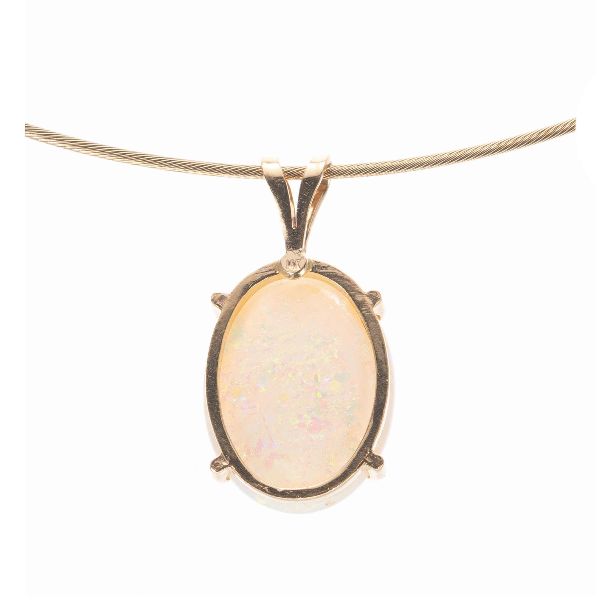 Oval Cut 7.50 Carat Oval Opal Gold Wire Pendant Necklace