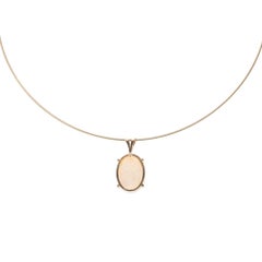 7.50 Carat Oval Opal Gold Wire Pendant Necklace