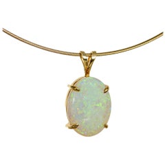7.50 Carat Oval Opal Gold Wire Pendant Necklace