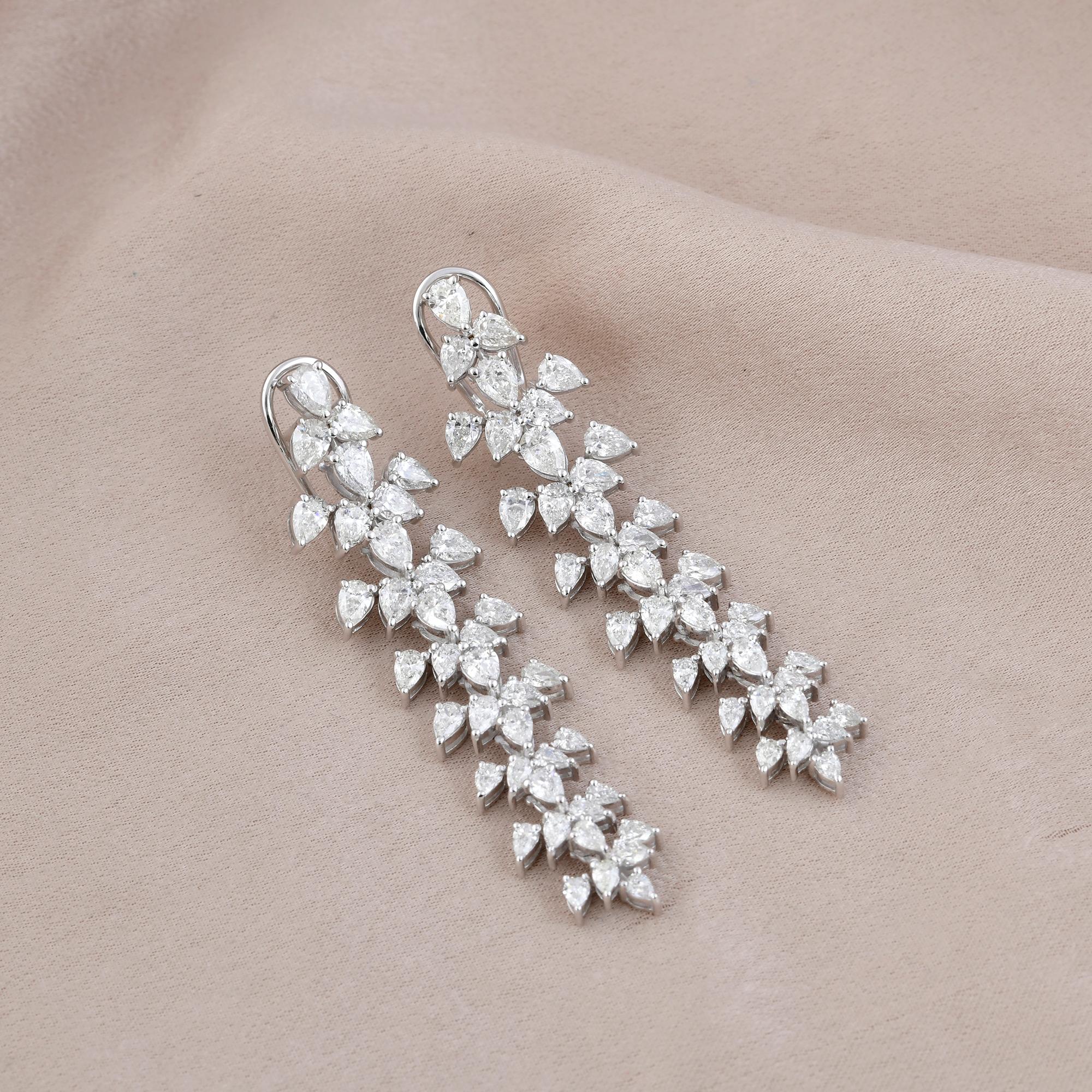 Modern 7.50 Carat Pear Diamond Dangle Earrings 18 Karat White Gold Handmade Jewelry For Sale