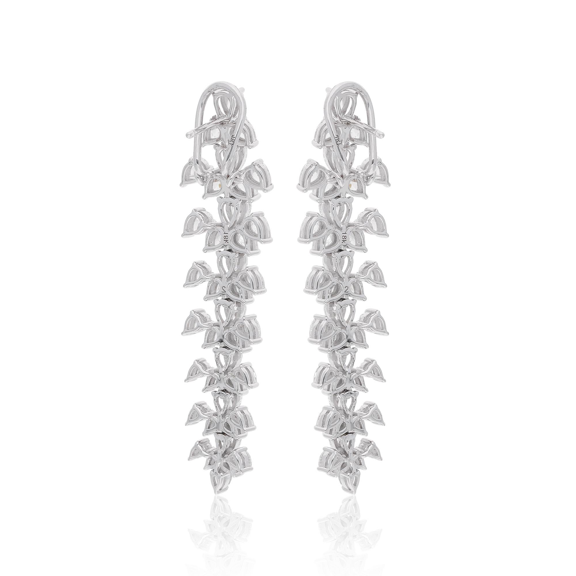 Women's 7.50 Carat Pear Diamond Dangle Earrings 18 Karat White Gold Handmade Jewelry For Sale