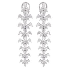 7.50 Carat Pear Diamond Dangle Earrings 18 Karat White Gold Handmade Jewelry