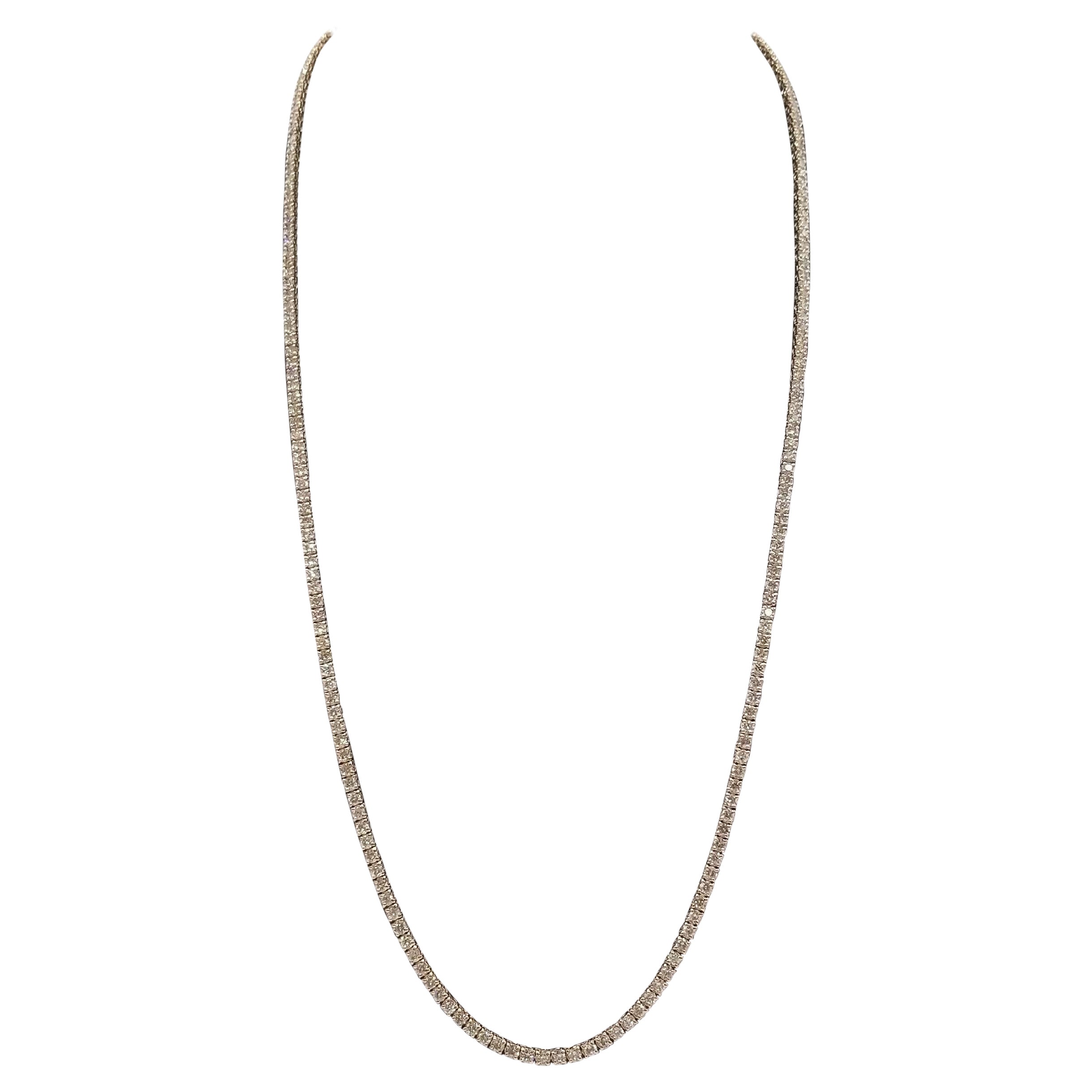 7.50 Carat Round Brilliant Cut Diamond Tennis Necklace 14 Karat Rose