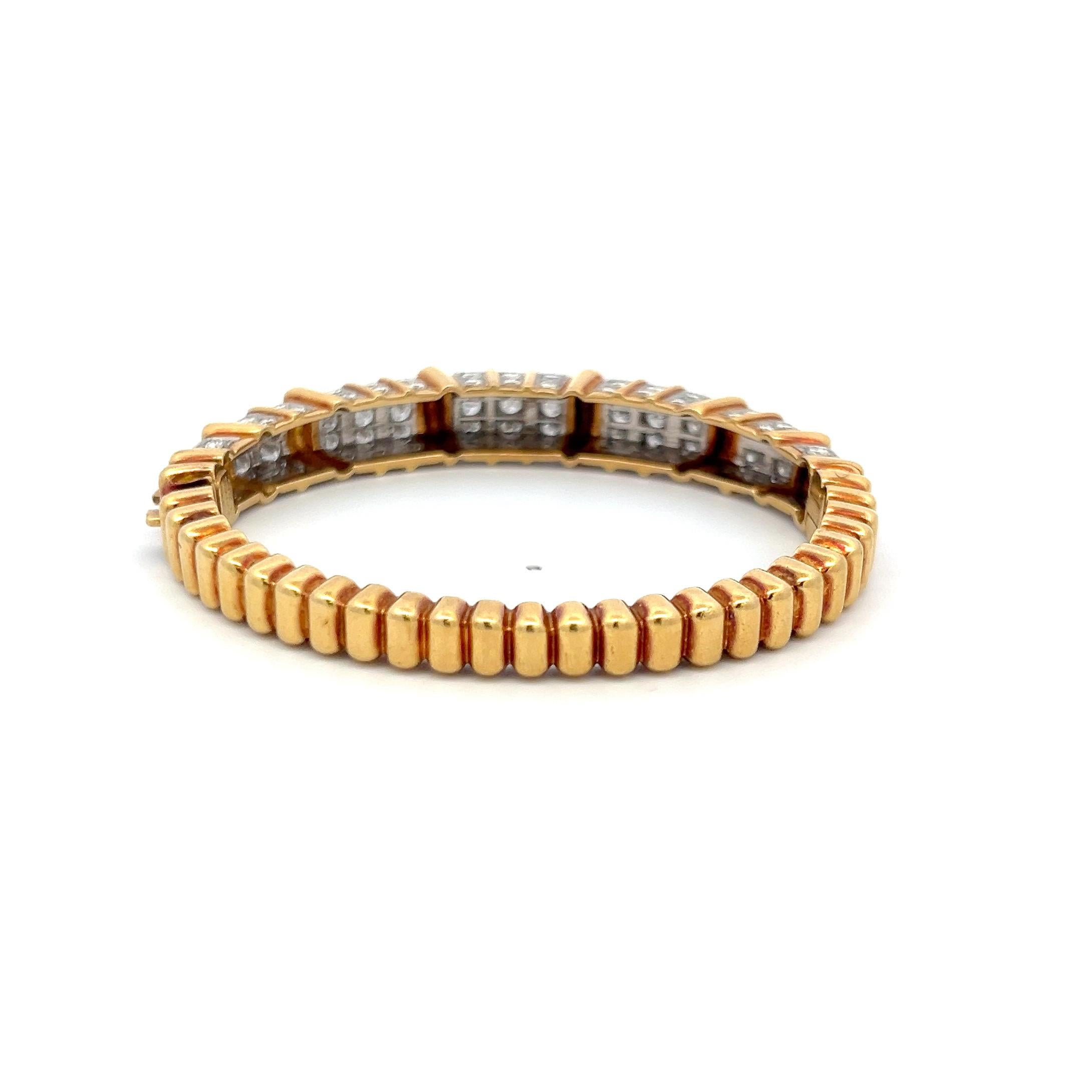 Taglio brillante Bracciale in oro giallo da 7,50 carati con diamante tondo e brillante H. H. VS 18 carati in vendita