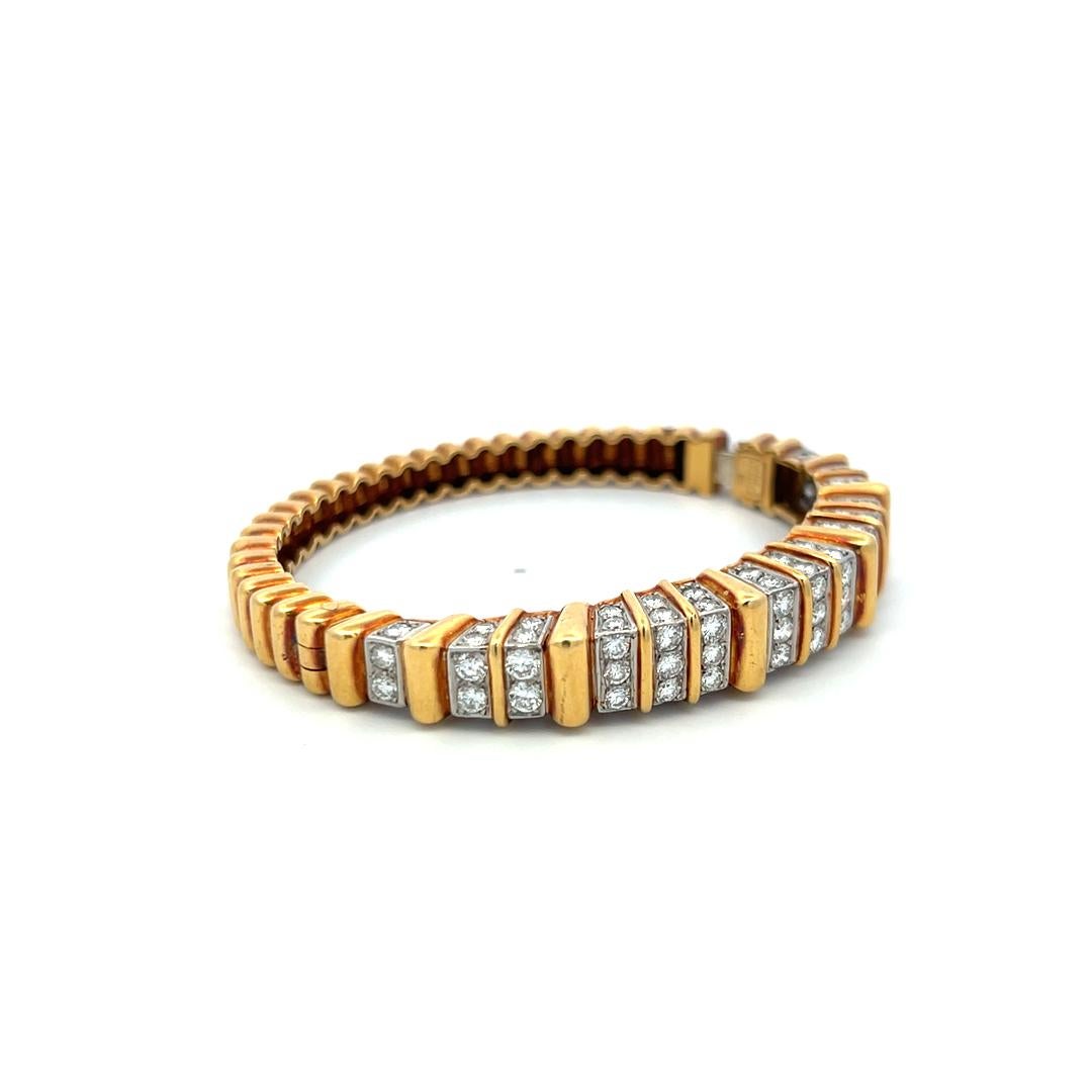 Bracciale in oro giallo da 7,50 carati con diamante tondo e brillante H. H. VS 18 carati in vendita 1