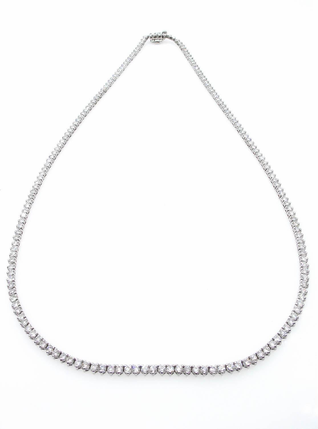 7.50 Carat Round Diamond Tennis Necklace in White Gold 1
