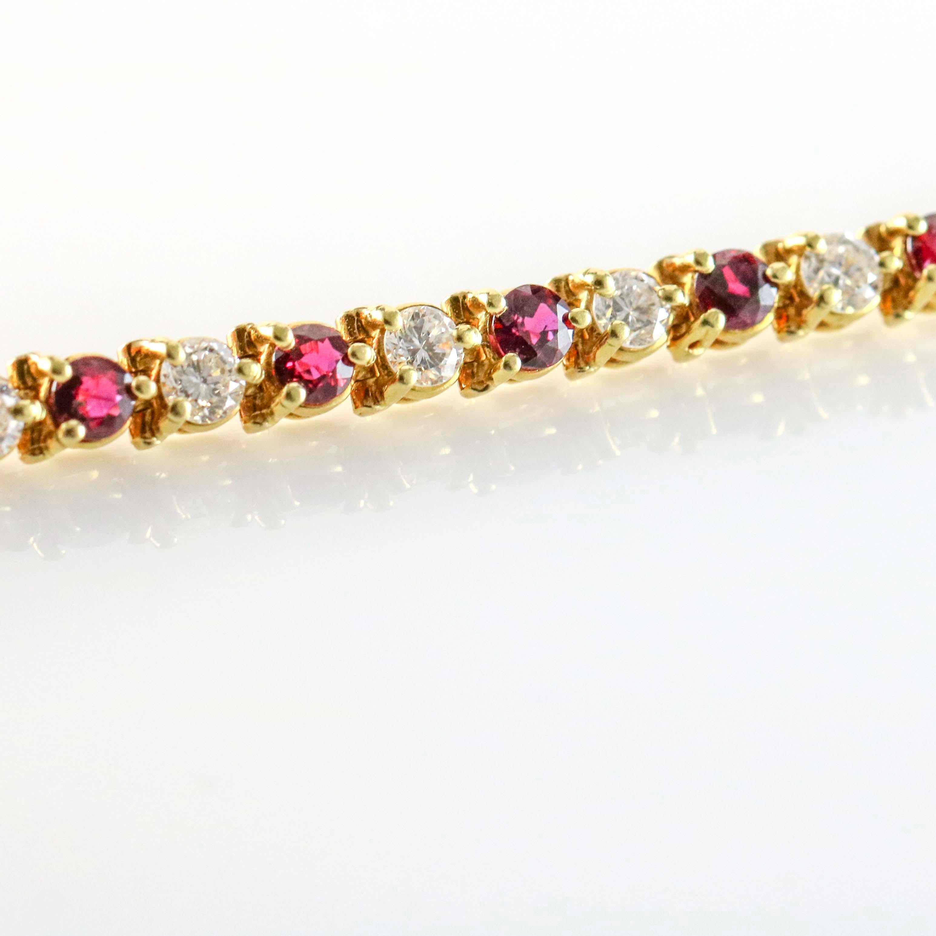 ruby and diamond tennis bracelet yellow-gold