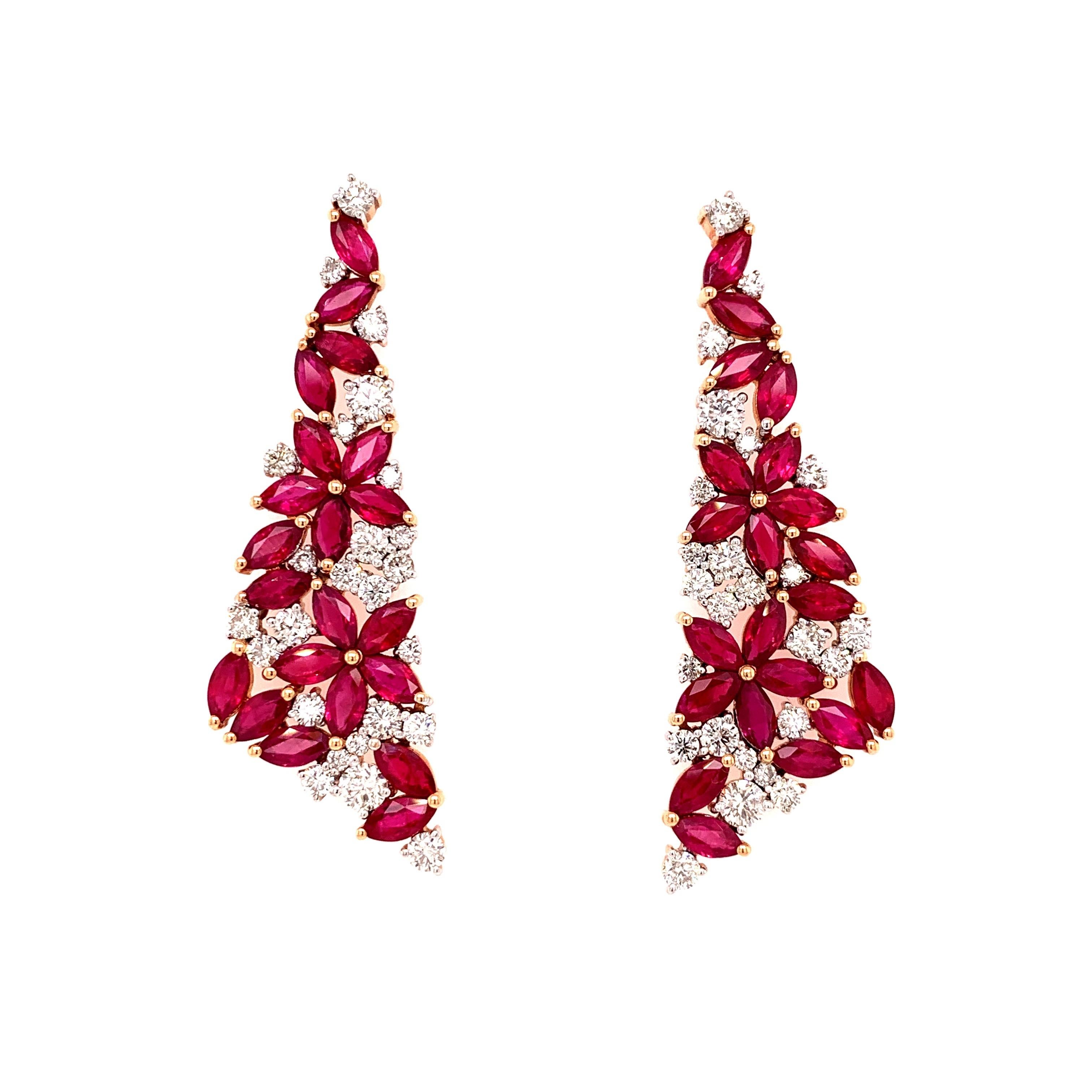 7.50 Carat Ruby Diamond Earrings For Sale 1