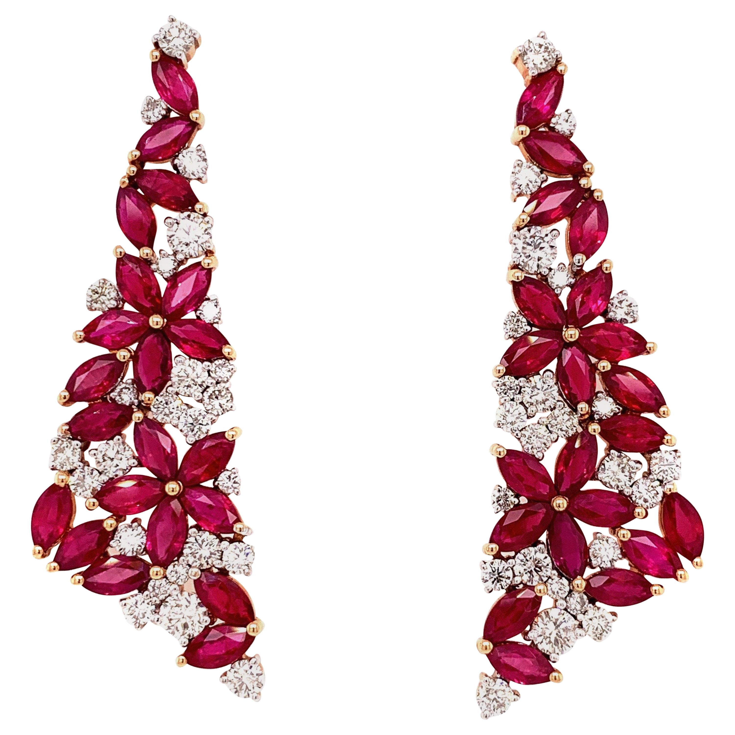 7.50 Carat Ruby Diamond Earrings