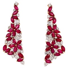 Used 7.50 Carat Ruby Diamond Earrings