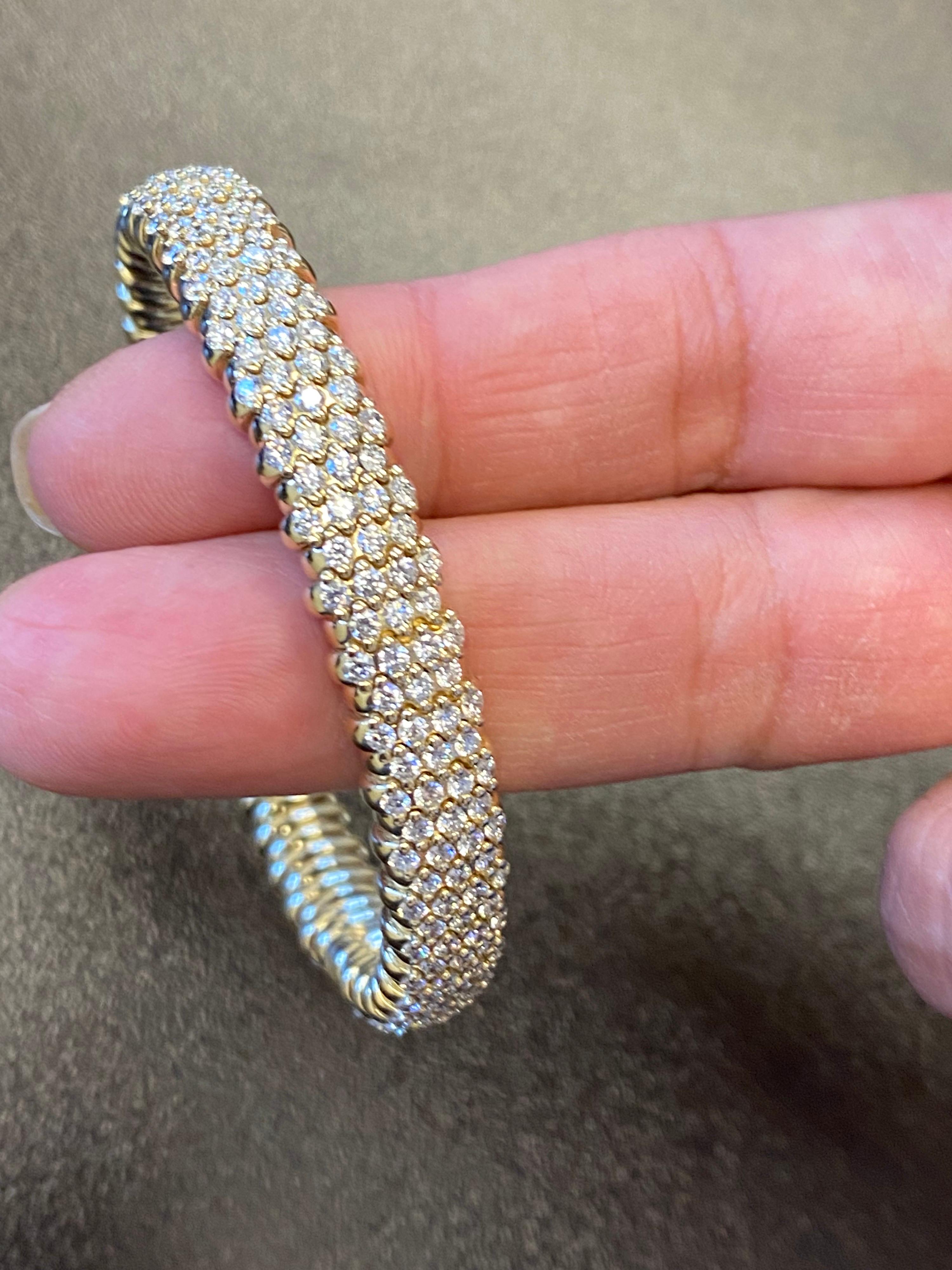 Women's Stretch Flexible Diamond Bangle 7.50 Carats For Sale