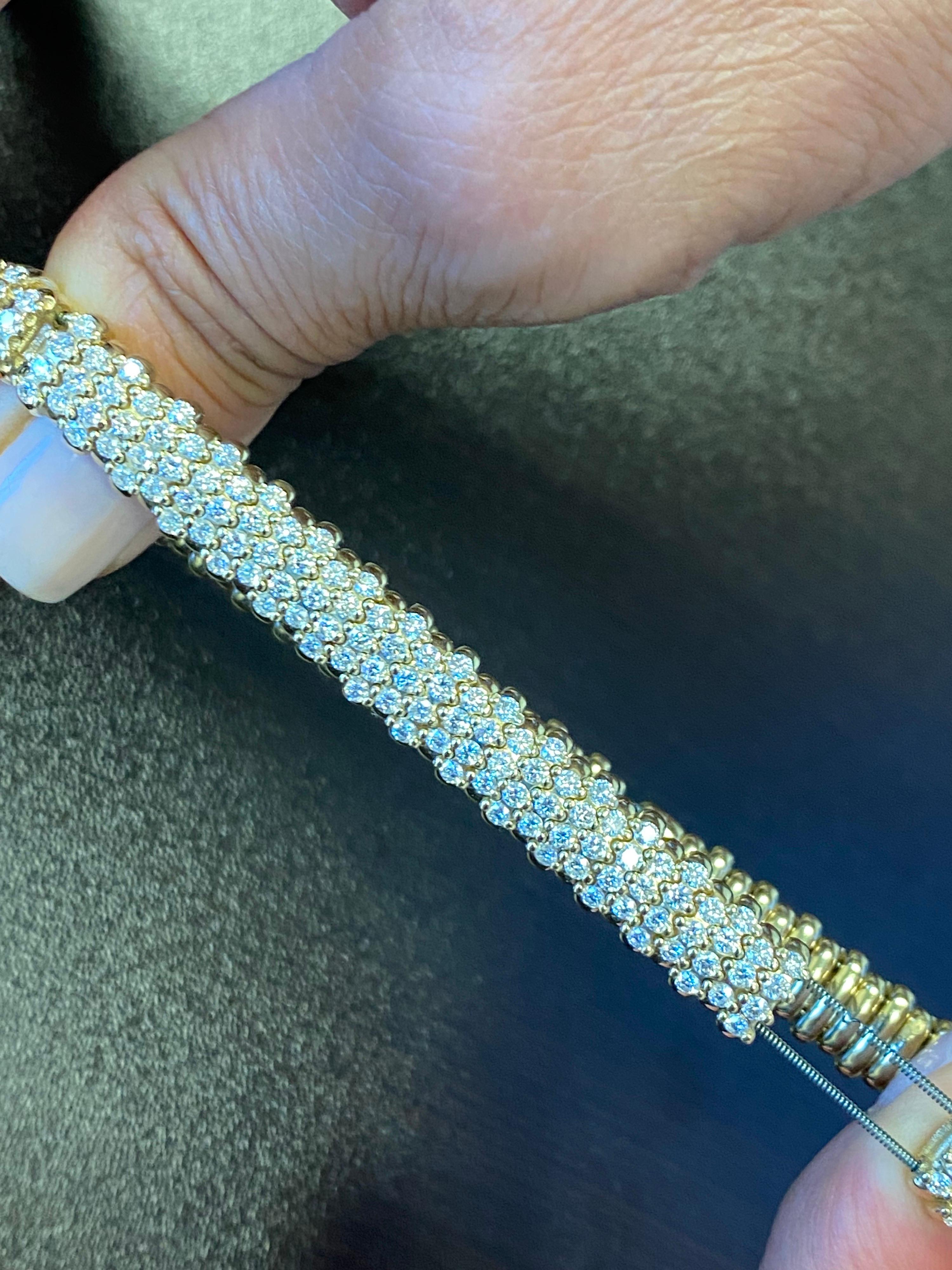 Stretch Flexible Diamond Bangle 7.50 Carats For Sale 2