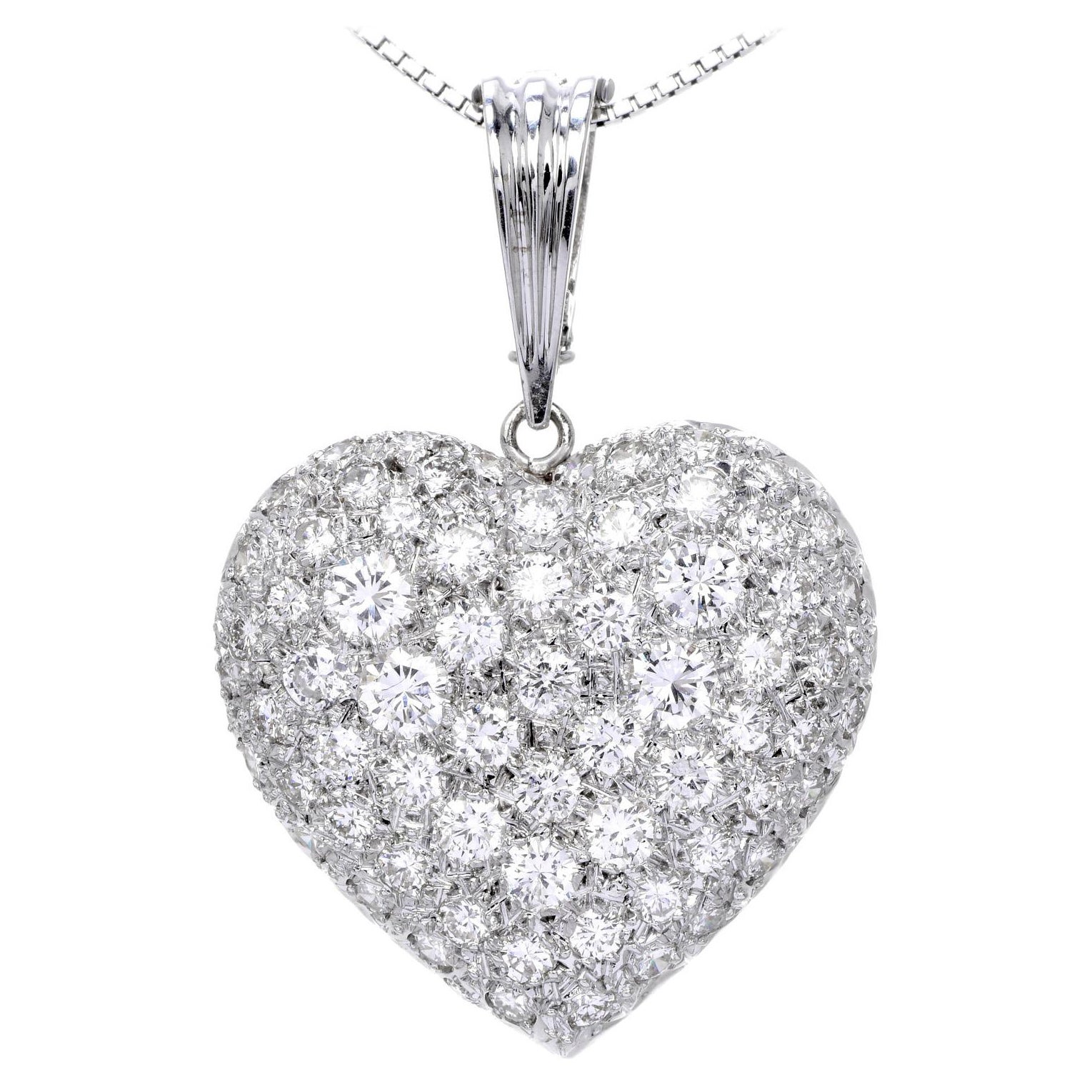 7.50 carats Diamond Heart 18K Gold Heart Cluster Enhancer Pendant For Sale