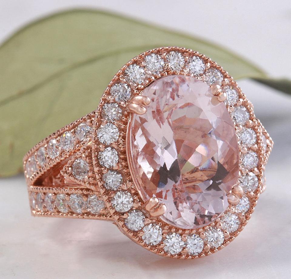 7.50 Carats Exquisite Natural Peach Morganite and Diamond 14K Solid Rose Gold Ring

Total Natural Morganite Weight: Approx. 6.00 Carats

Morganite Measures: Approx. 13.00 x 10mm

Natural Round Diamonds Weight: 1.50 Carats (color G-H / Clarity