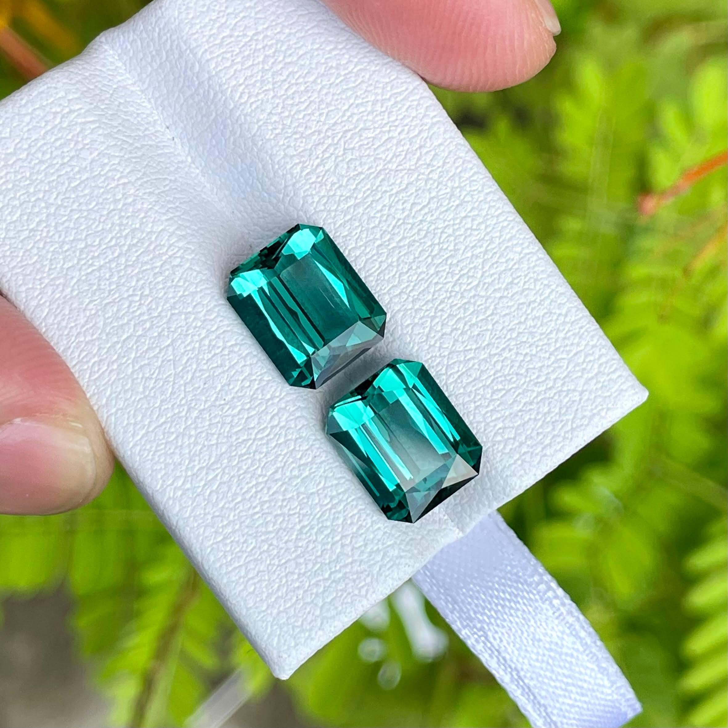 Modern 7.50 carats Lagoon Blue Tourmaline Pair Faceted Natural Afghan Gemstone For Sale