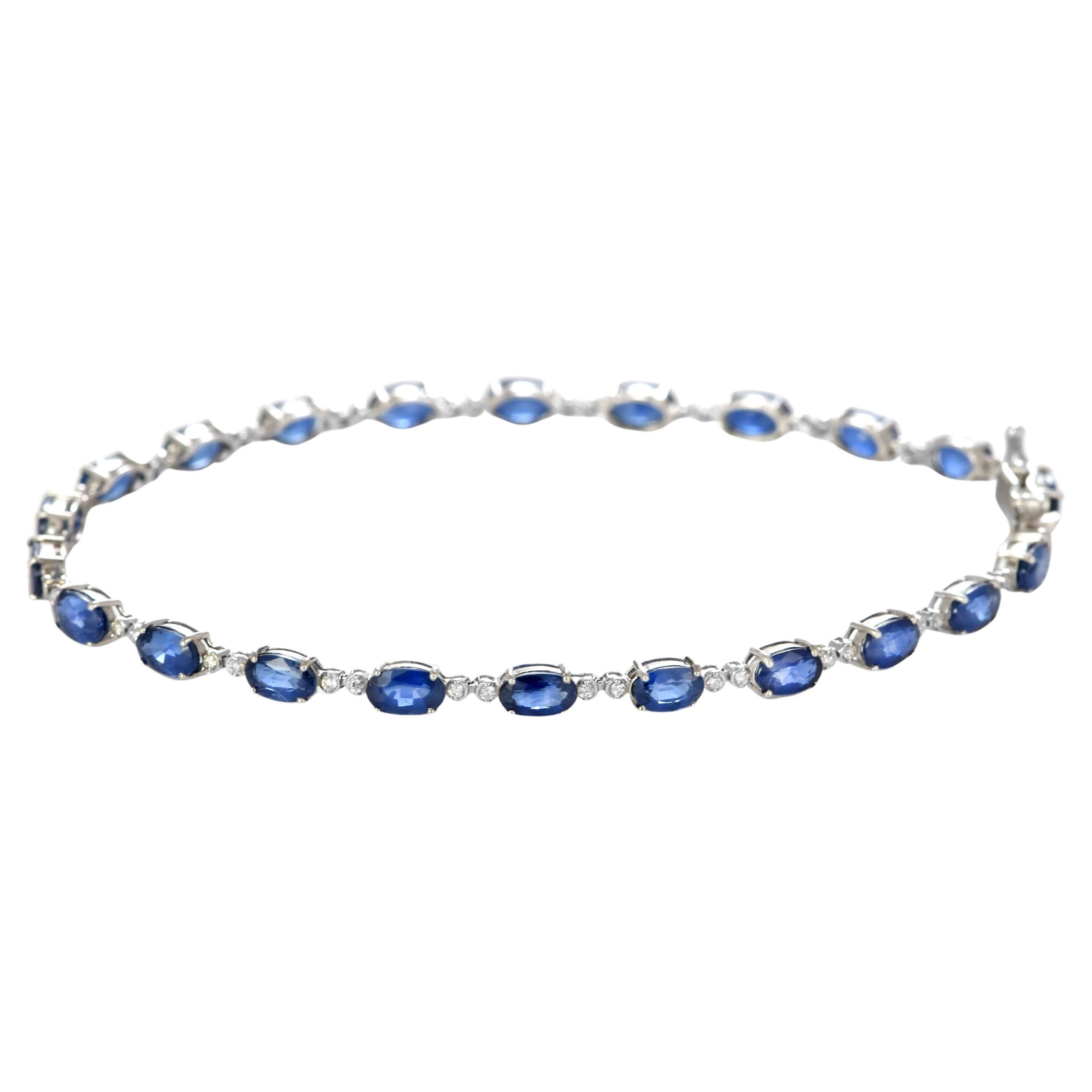 Bracciale tennis con zaffiro blu reale e diamanti da 7.50 carati in platino