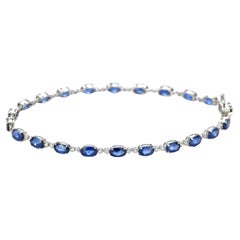 Bracciale tennis con zaffiro blu reale e diamanti da 7.50 carati in platino