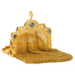 750 Gold Purse with Diamonds and Sapphires - 18 karat (64 grams - 2.26 ounces)