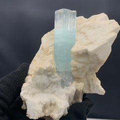 750 Gram Attractive Aquamarine Specimen With Attach with Feldspar From Pakistan