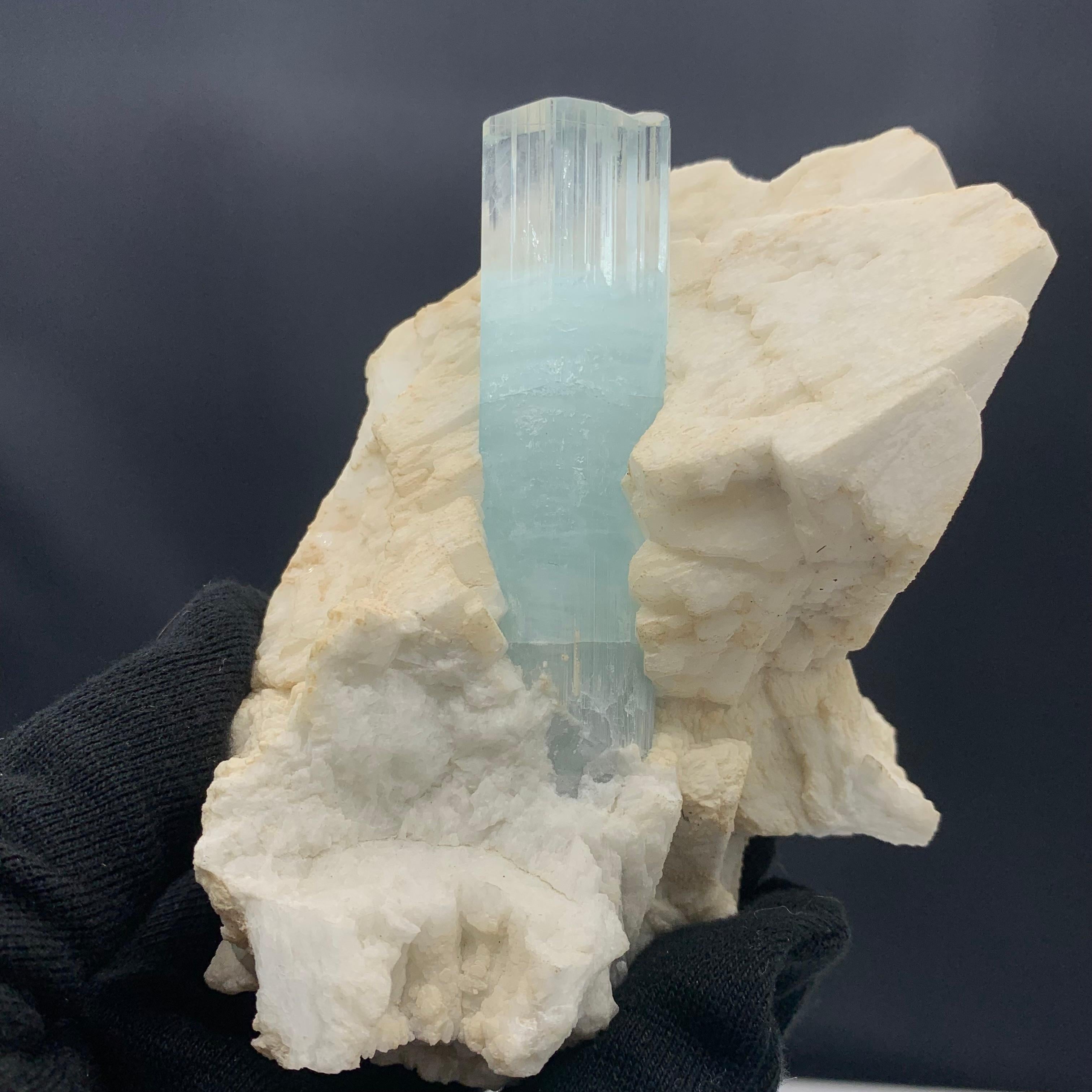 Other 750 Gram Attractive Aquamarine Specimen With Attach with Feldspar From Pakistan  For Sale