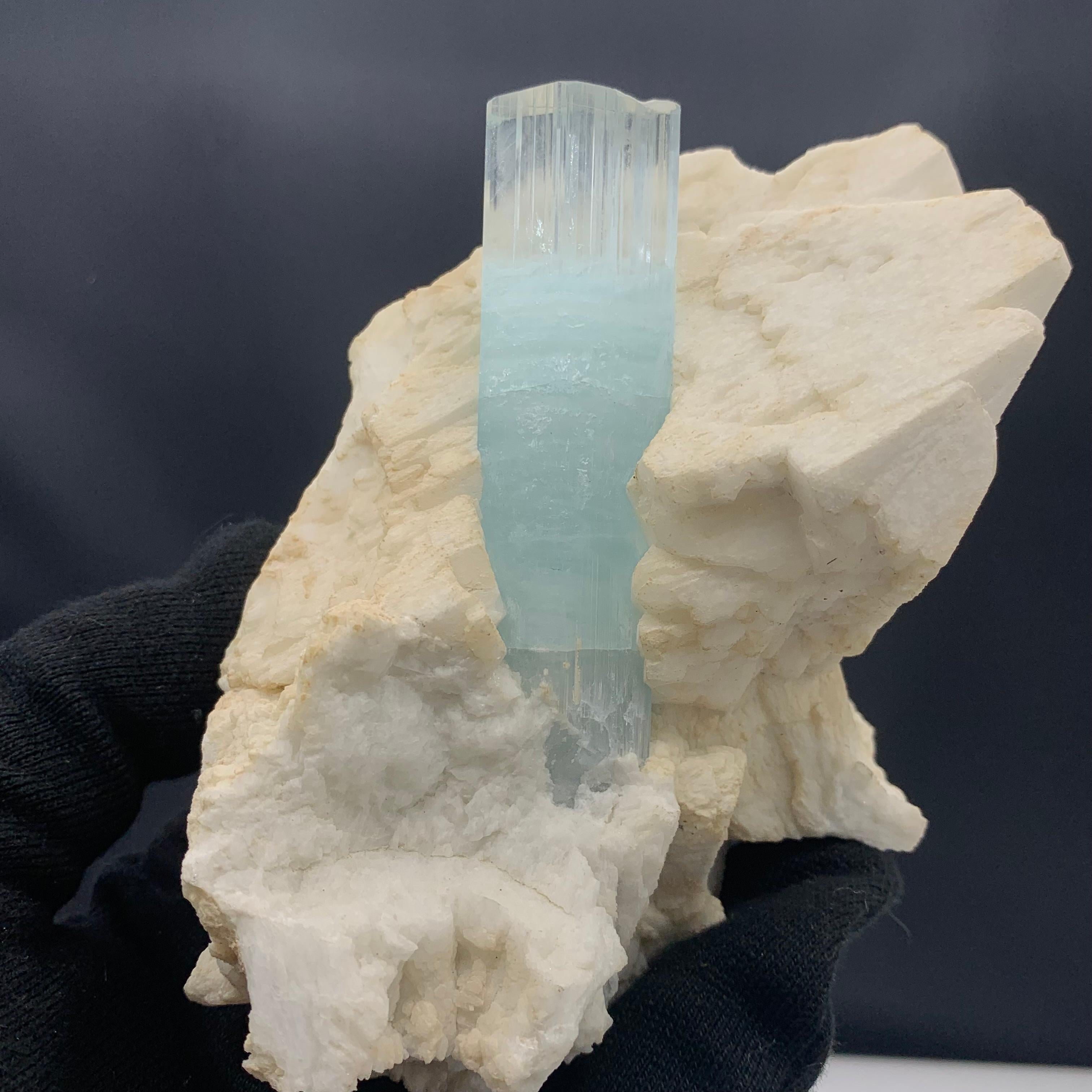 18th Century and Earlier 750 Gram Attractive Aquamarine Specimen With Attach with Feldspar From Pakistan  For Sale