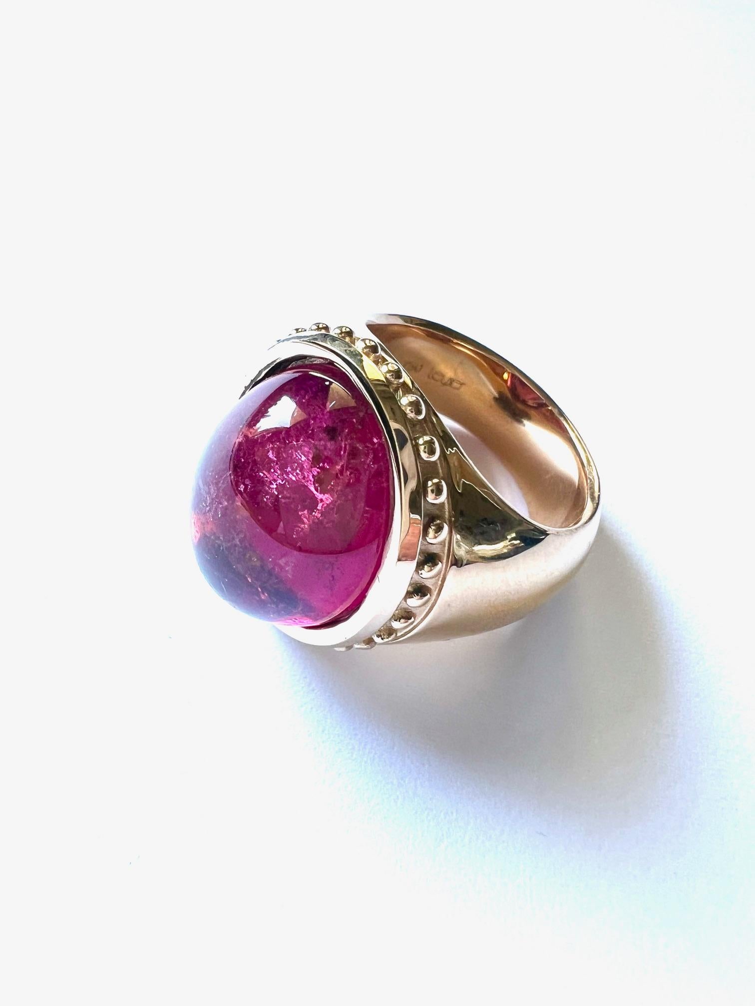750/Rosegold Ring 21gr., with 1 Rubelite Cabouchon, 16.10cts. In New Condition For Sale In Idar-Oberstein, DE
