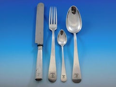 750 Silver ‘Unknown’ Flatware Set Service 50 Pieces Fitted Box T Mono Vintage