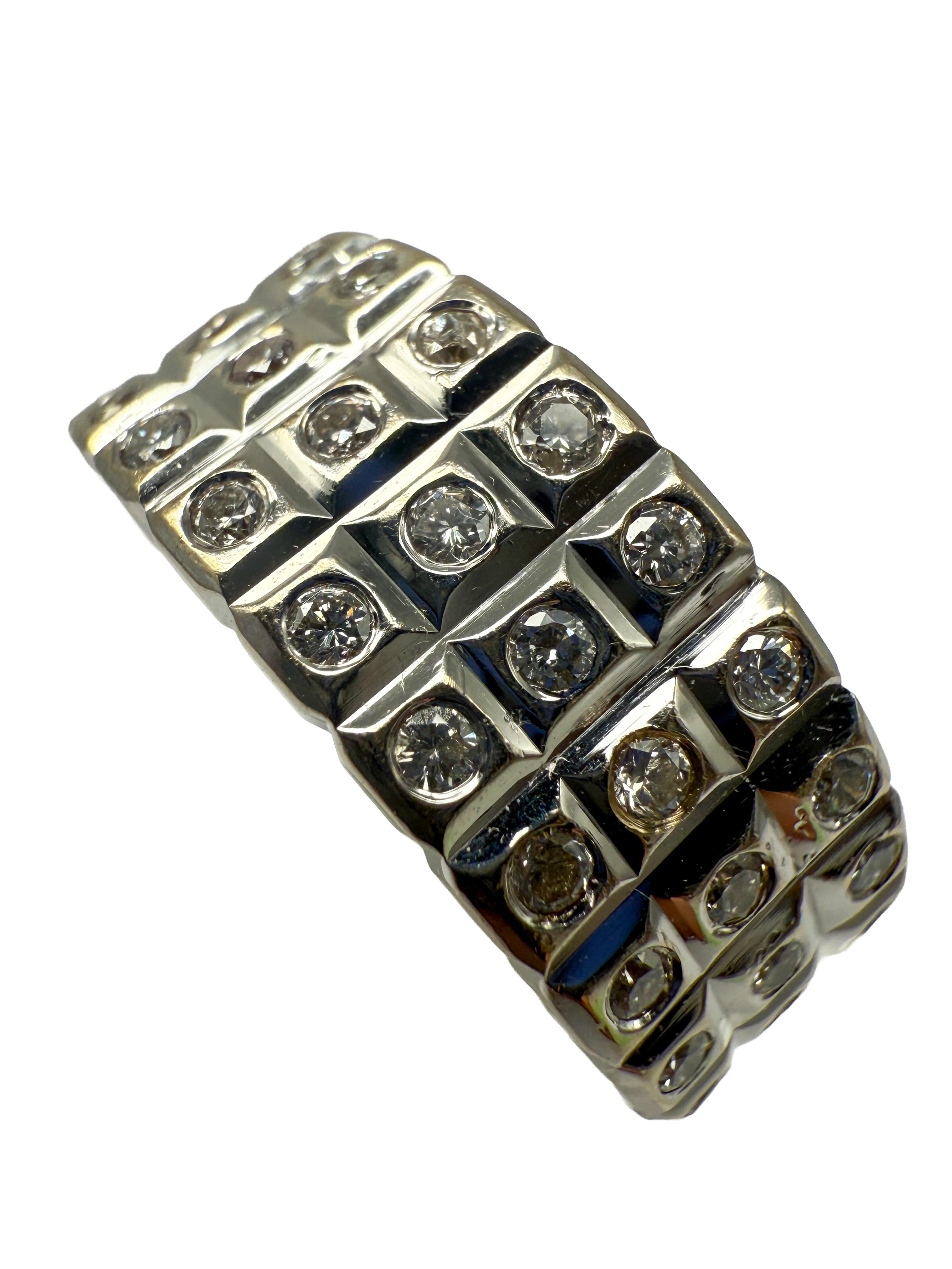 Modern 750 White Gold Ring with Diamonds For Sale