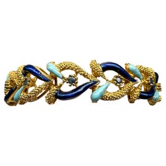 Or jaune 750 ; bracelet avec saphirs, émaillé