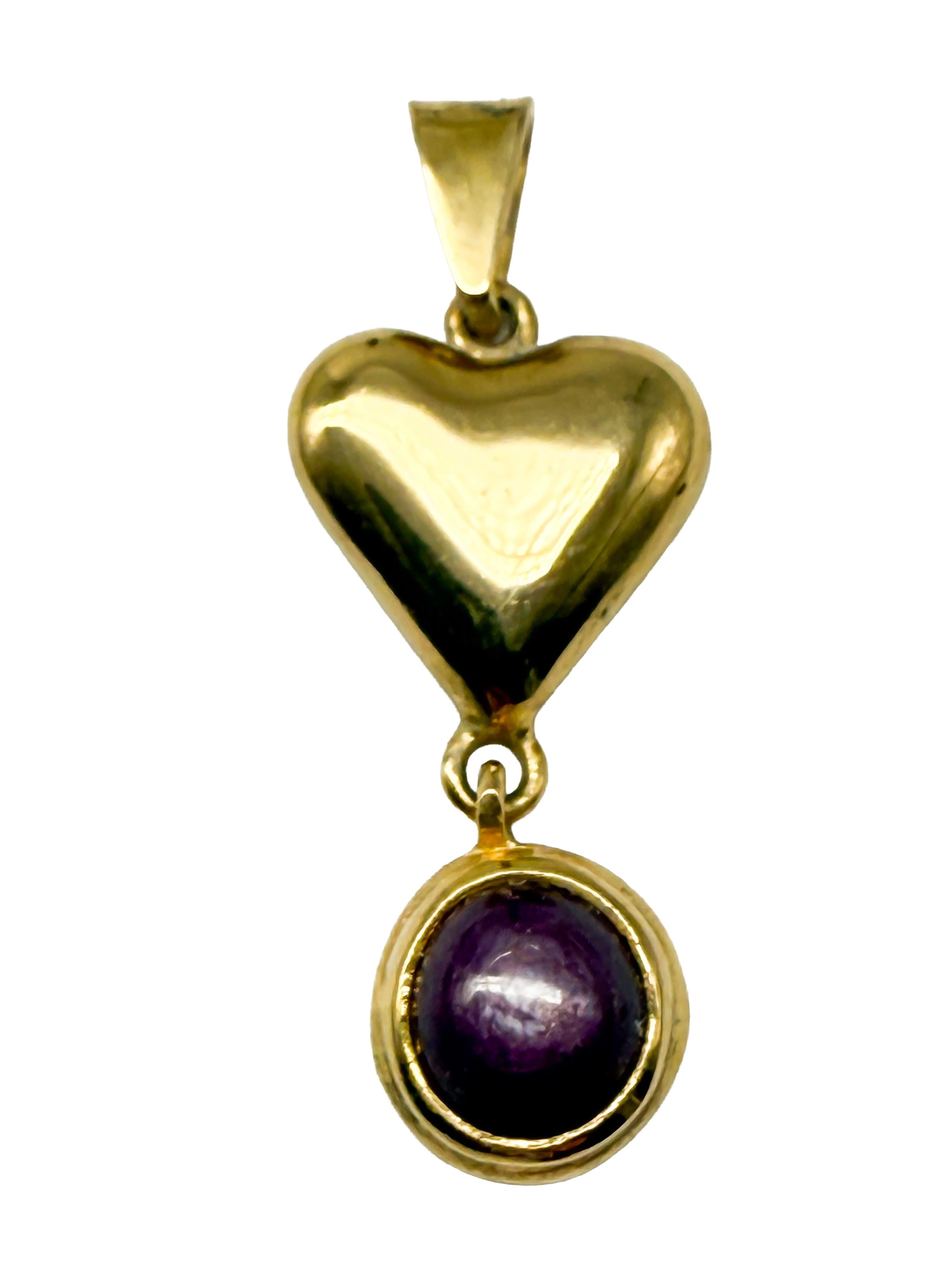 Moderne Pendentif en or jaune 750 avec améthyste en vente