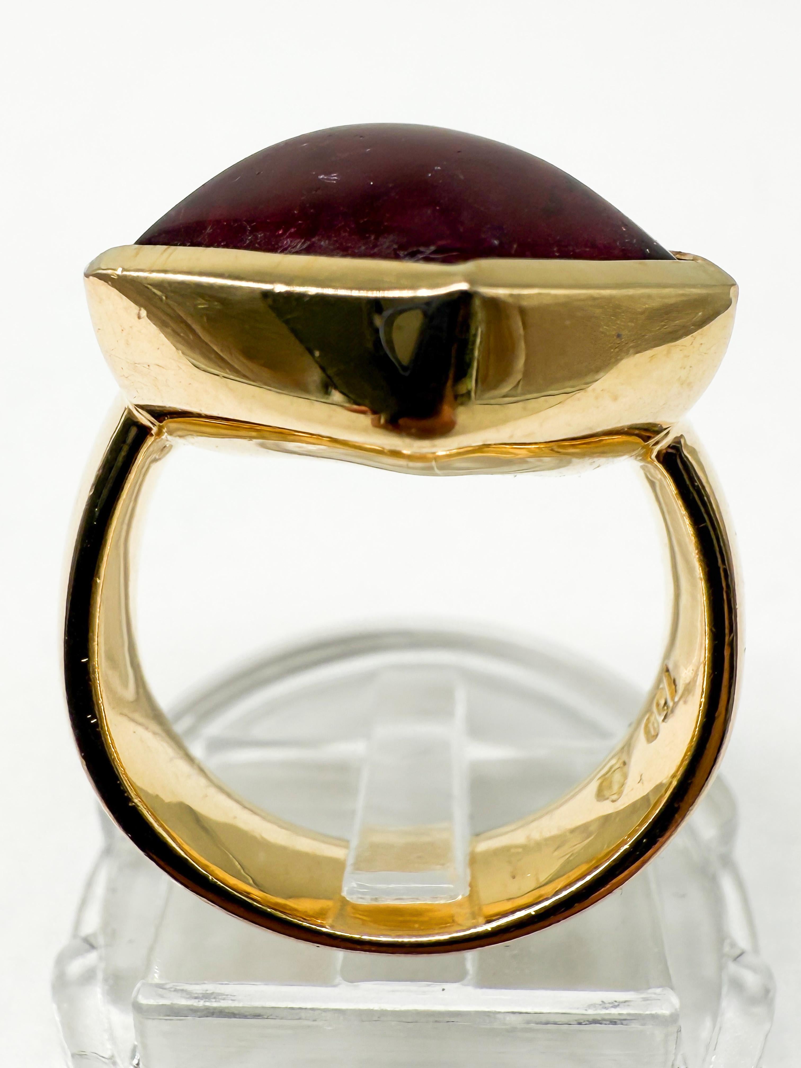 Moderne Bague en or jaune 750 ornée d'une tourmaline en vente
