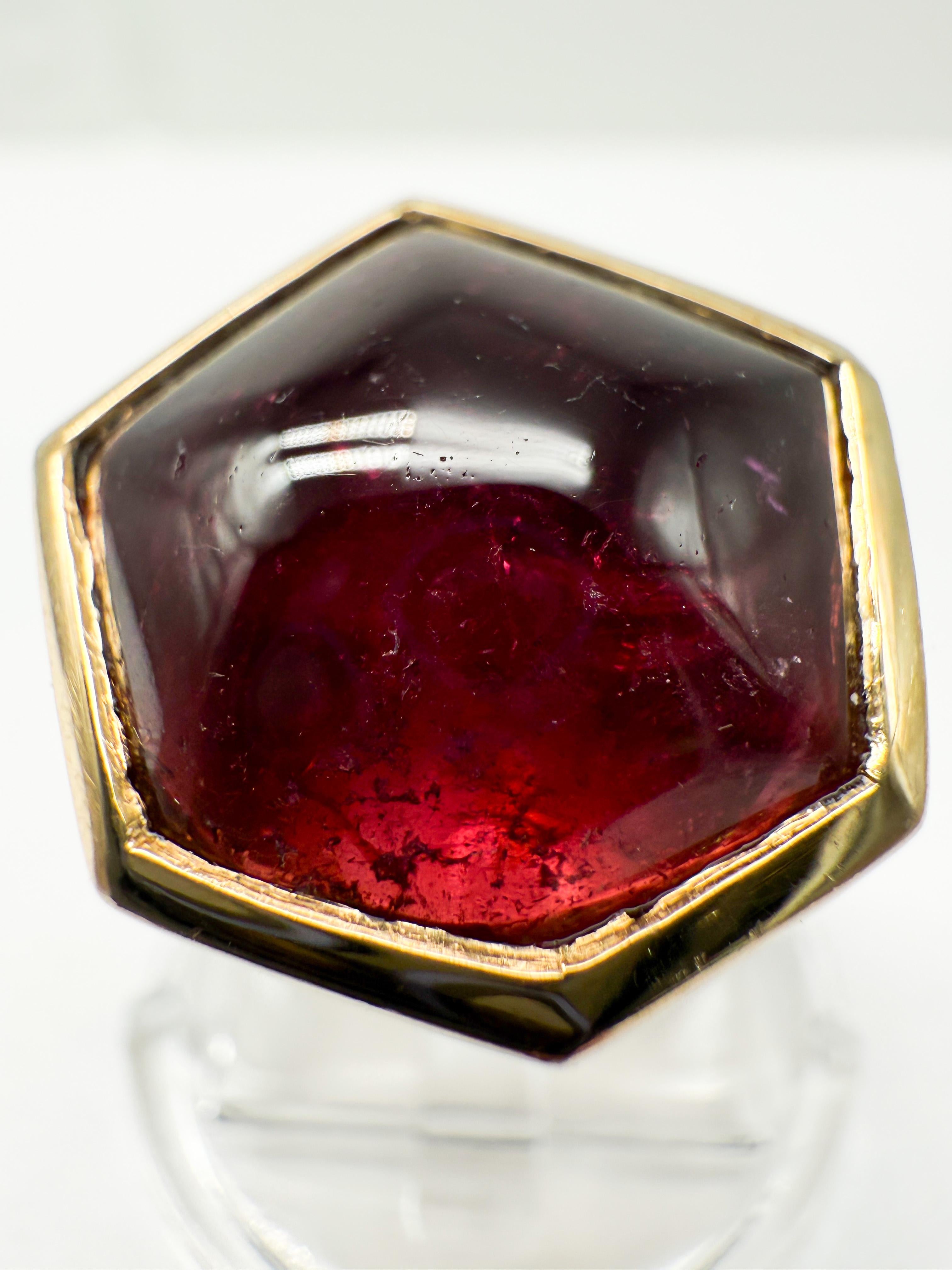 Bague en or jaune 750 ornée d'une tourmaline Bon état - En vente à Berlin, DE