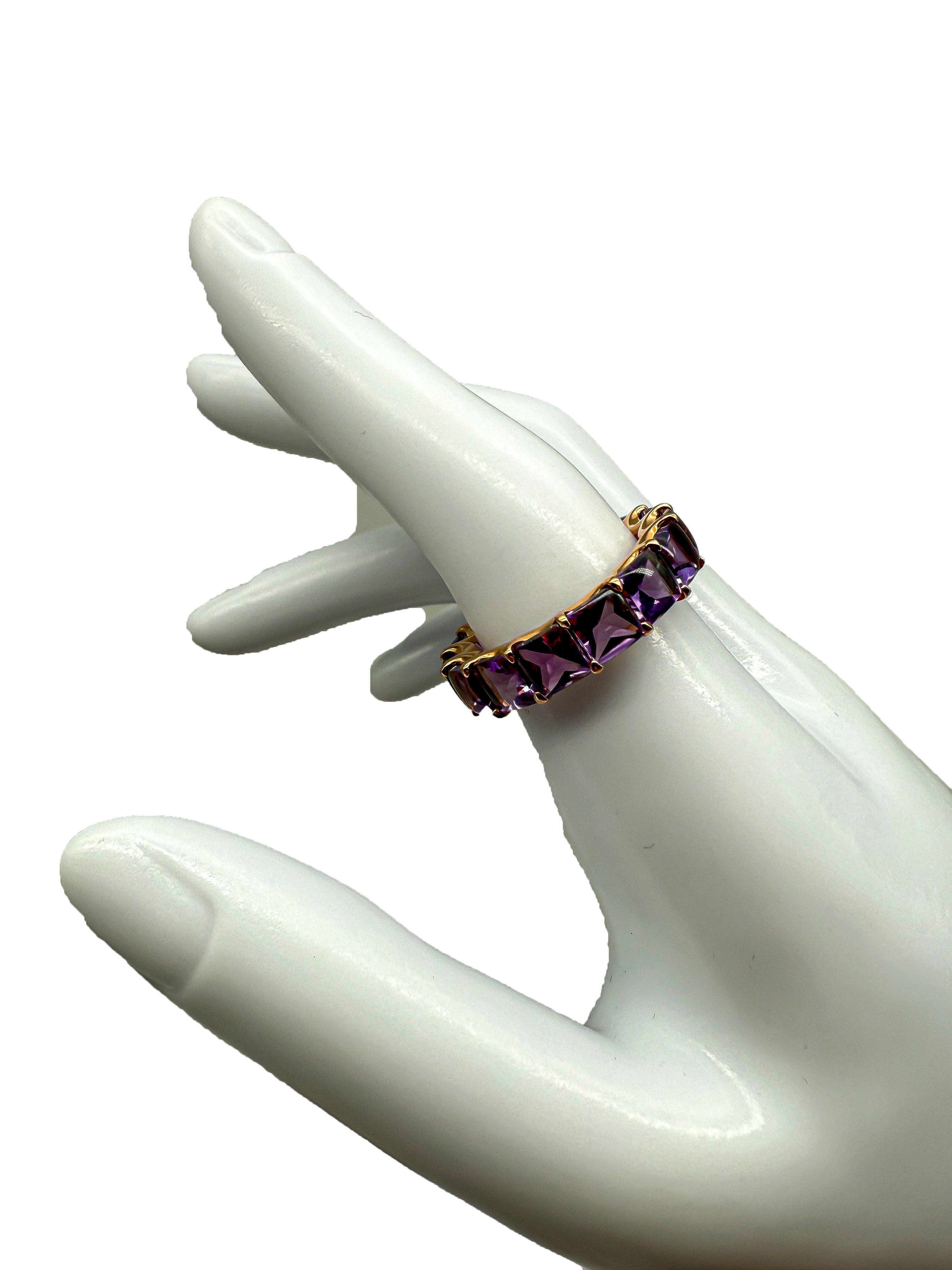 750 yellow gold ring with amethysts For Sale 1