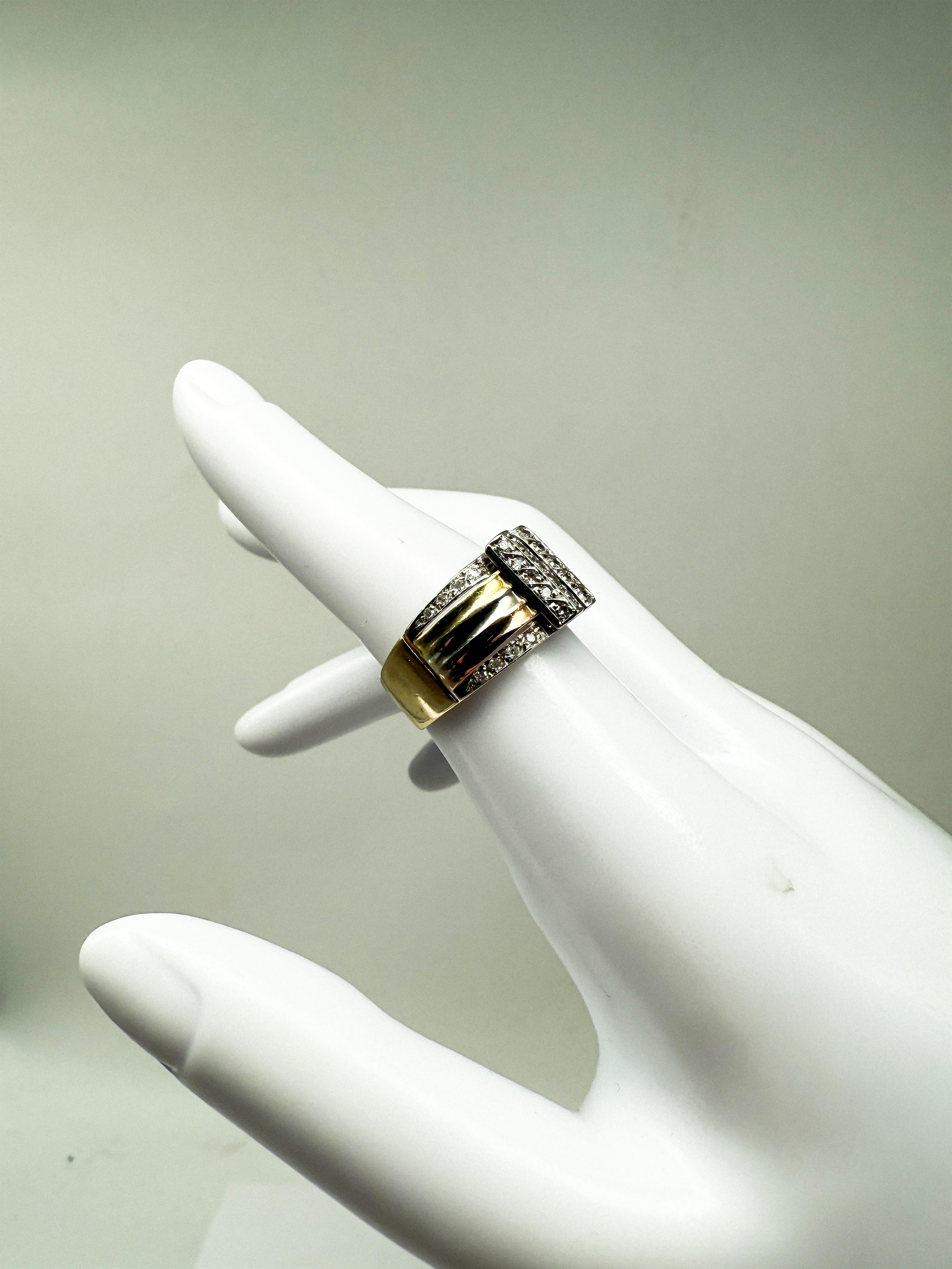 750 yellow gold ring with diamonds; certificate included Unisexe en vente