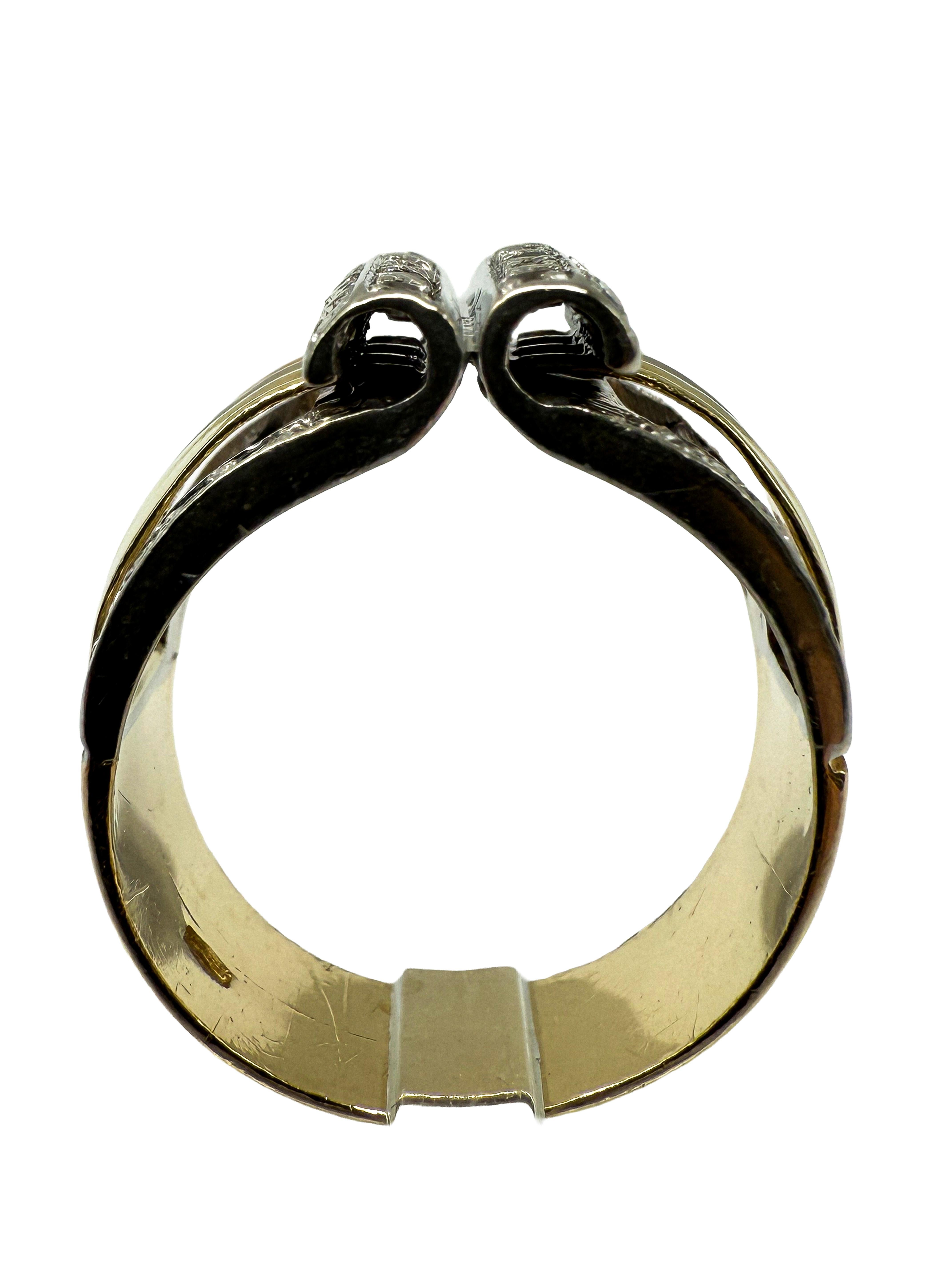 750 yellow gold ring with diamonds; certificate included en vente 2