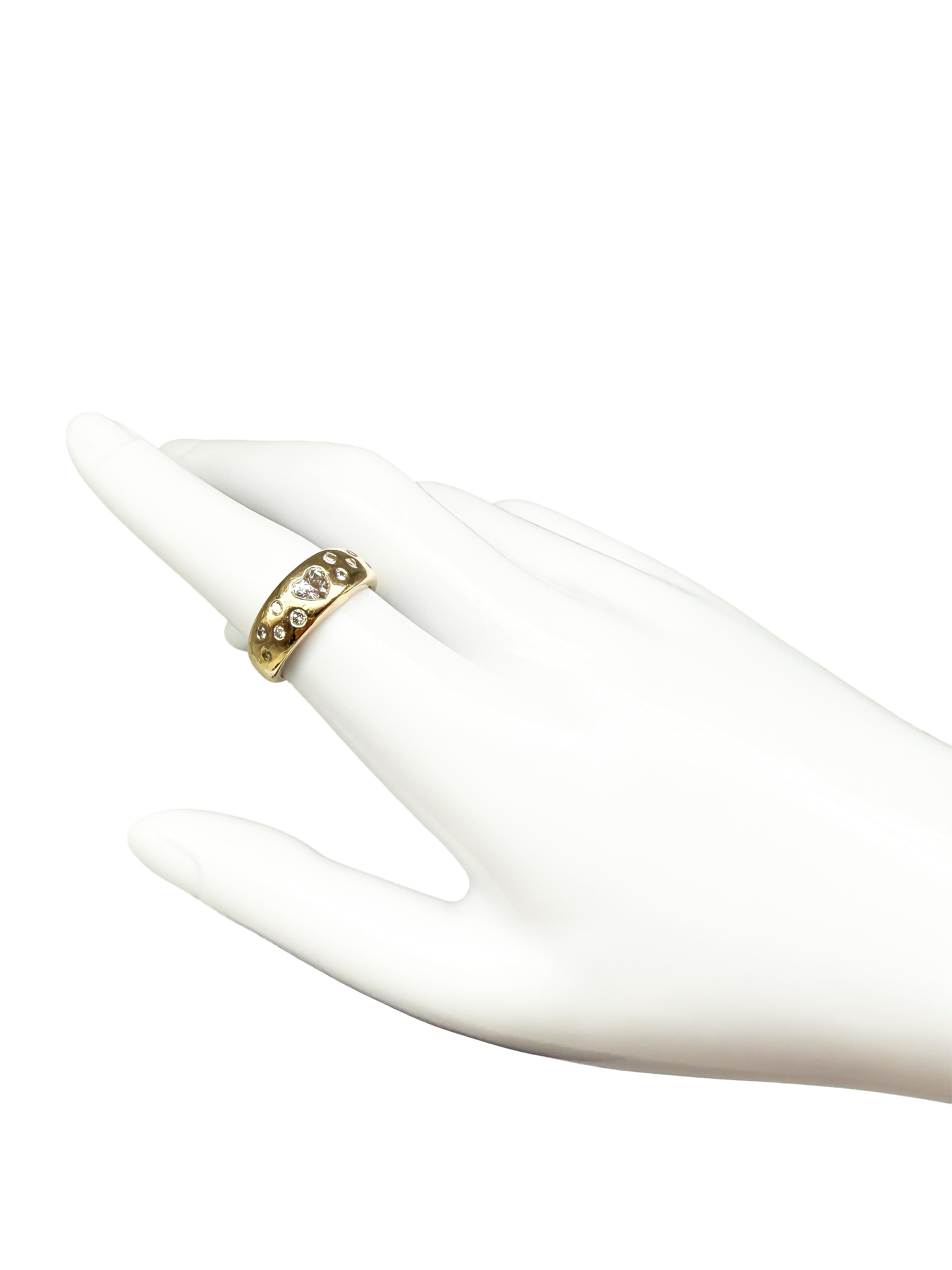 Ring aus 750er Gelbgold mit Diamant im Herzschliff für Damen oder Herren im Angebot