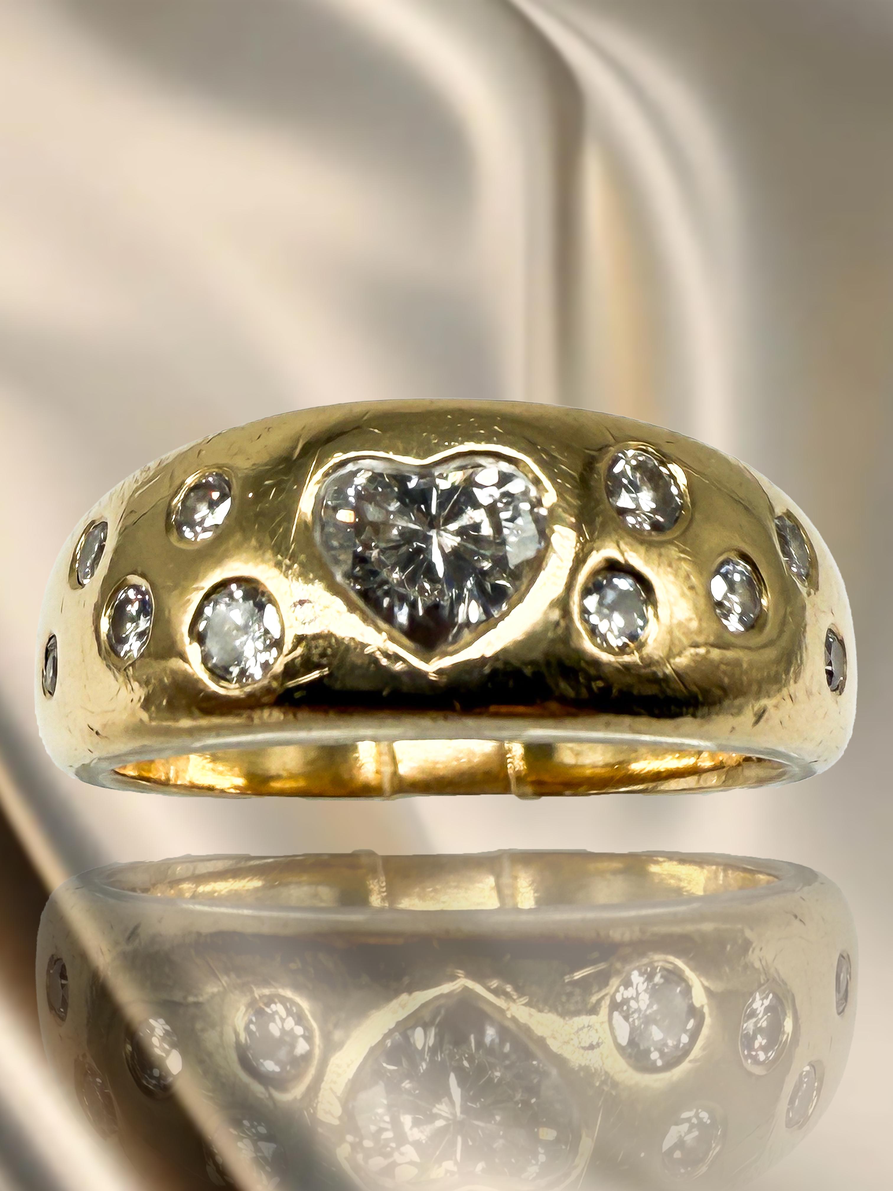 Ring aus 750er Gelbgold mit Diamant im Herzschliff im Angebot 1