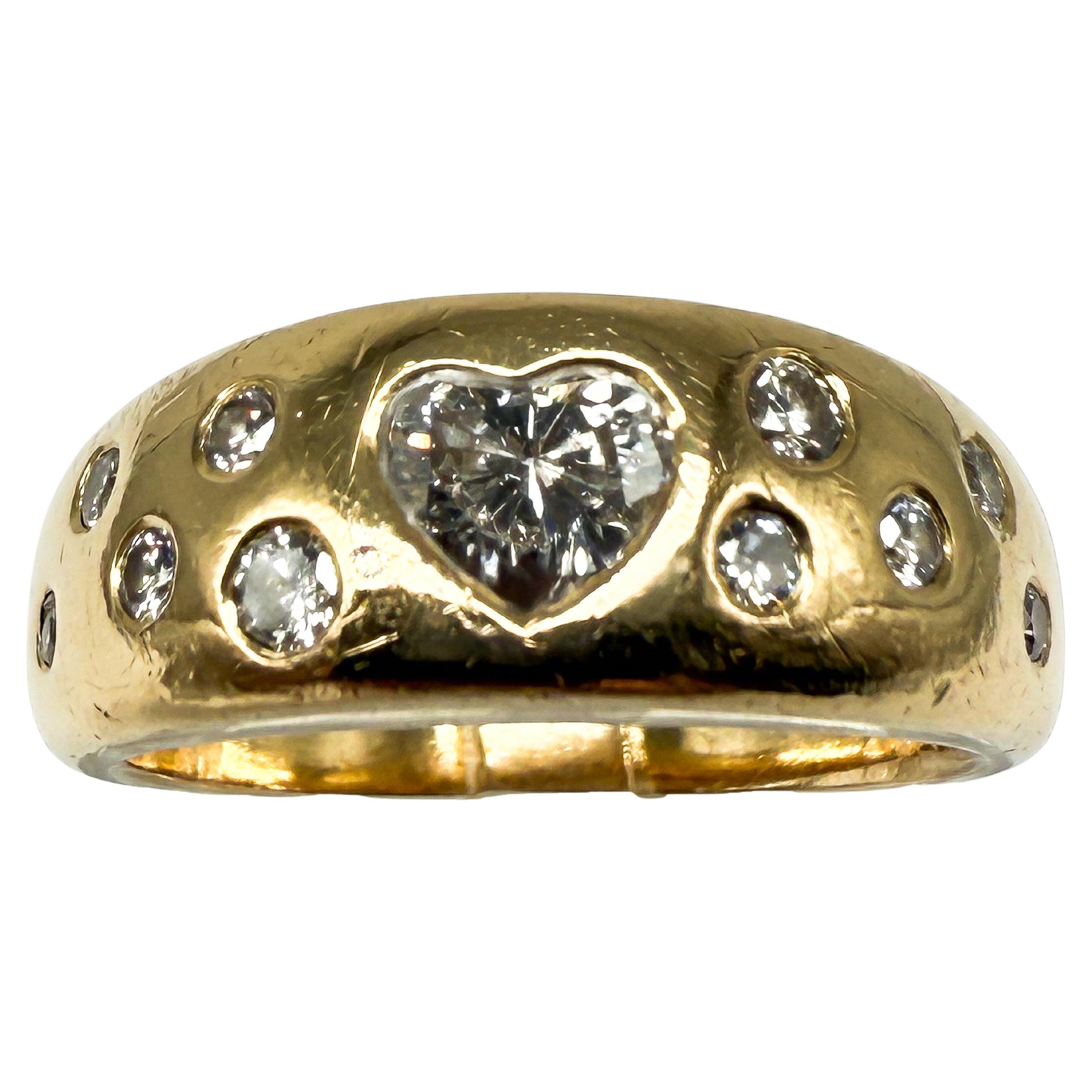 Ring aus 750er Gelbgold mit Diamant im Herzschliff