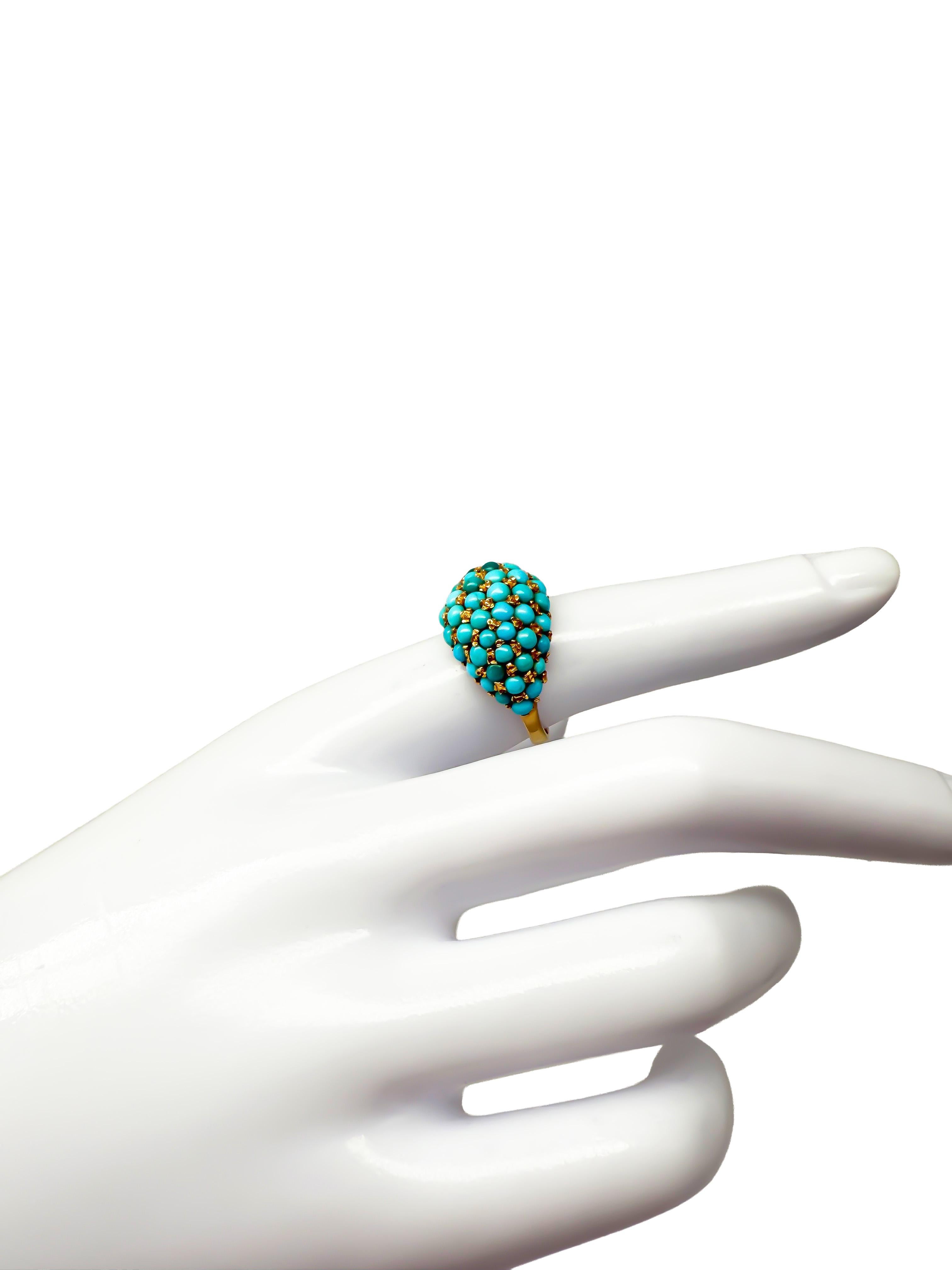 Bague en or jaune 750 avec turquoise en vente 5