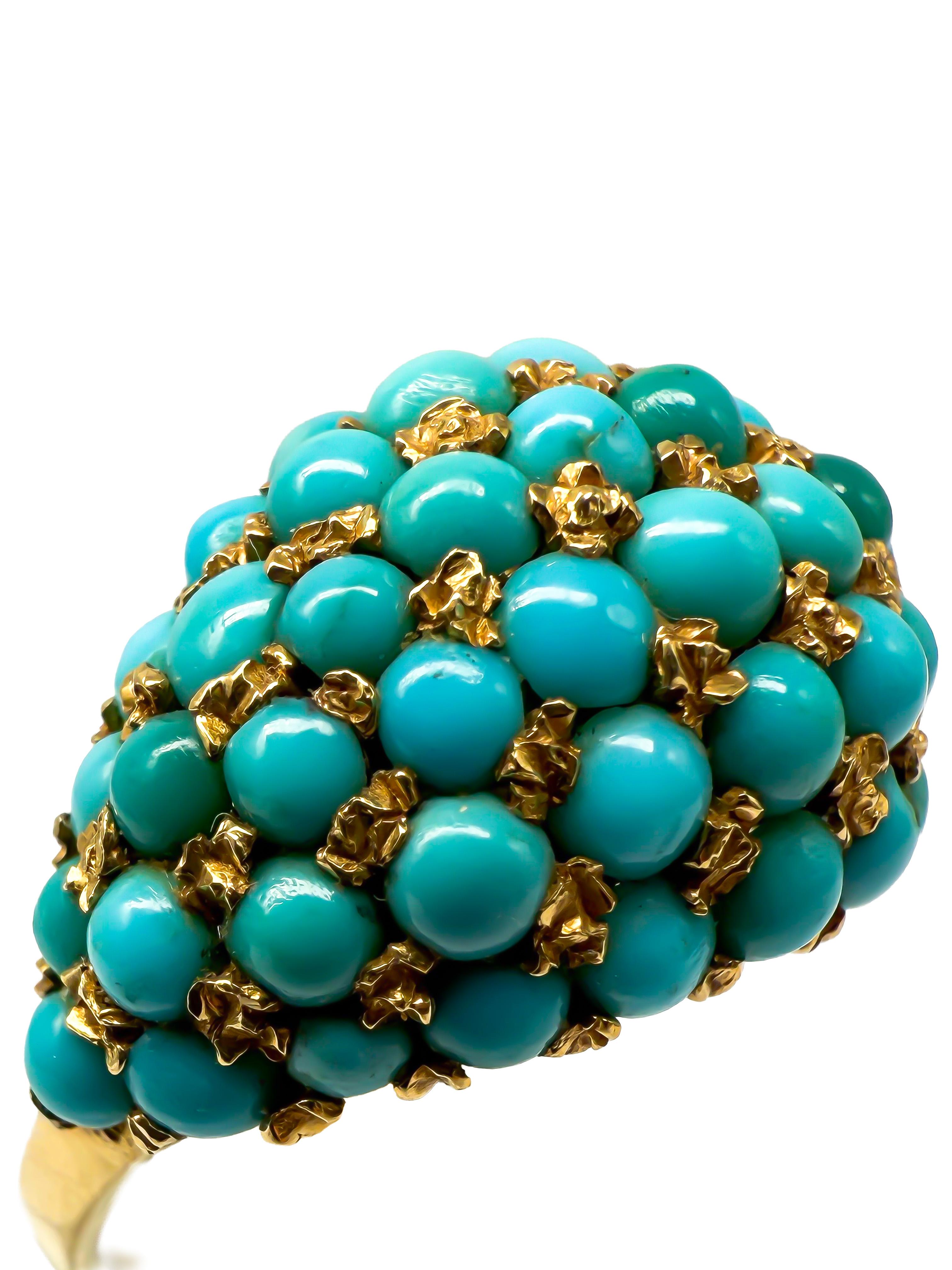Moderne Bague en or jaune 750 avec turquoise en vente