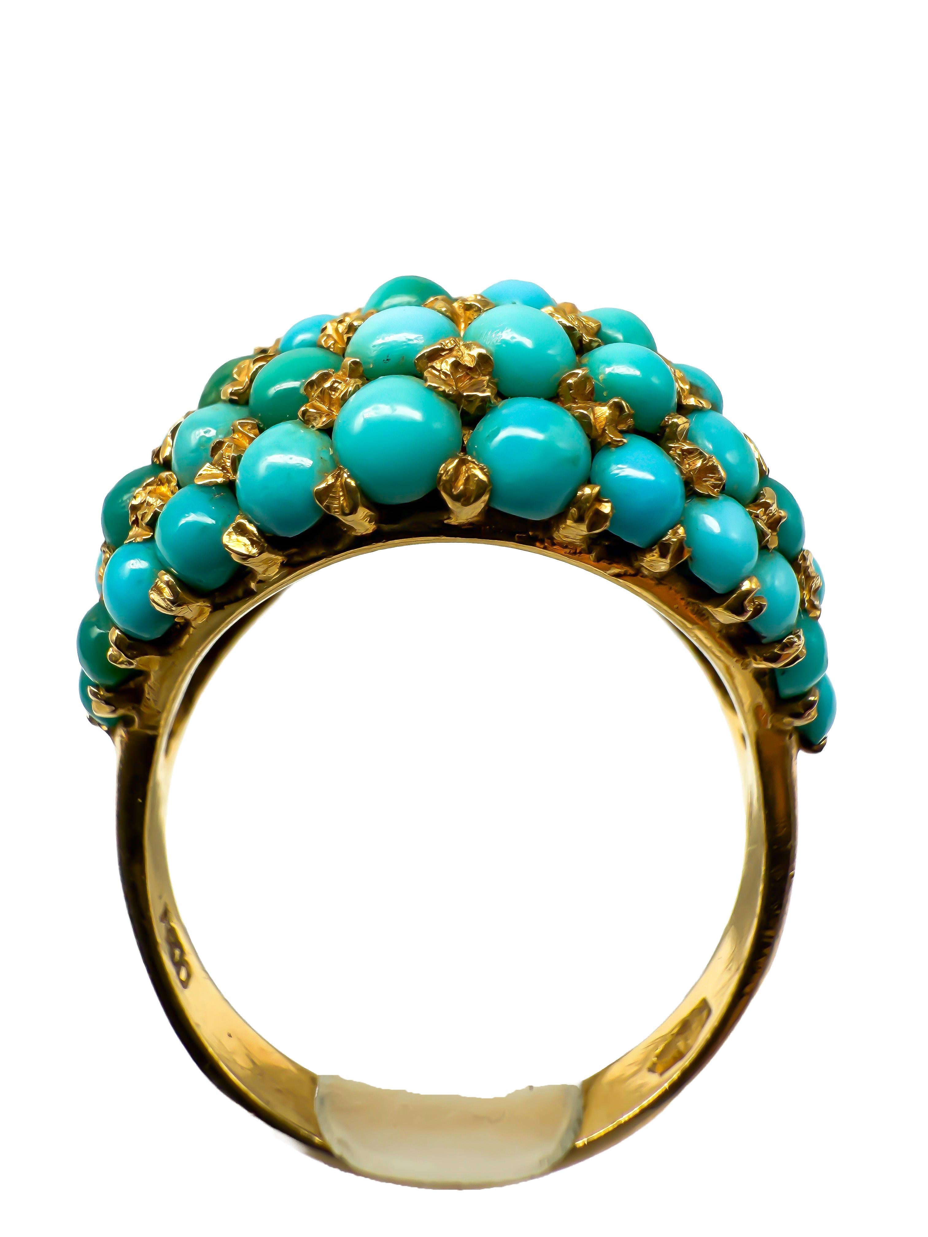 Bague en or jaune 750 avec turquoise Bon état - En vente à Berlin, DE