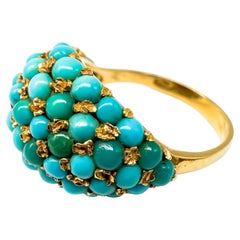 Bague en or jaune 750 avec turquoise